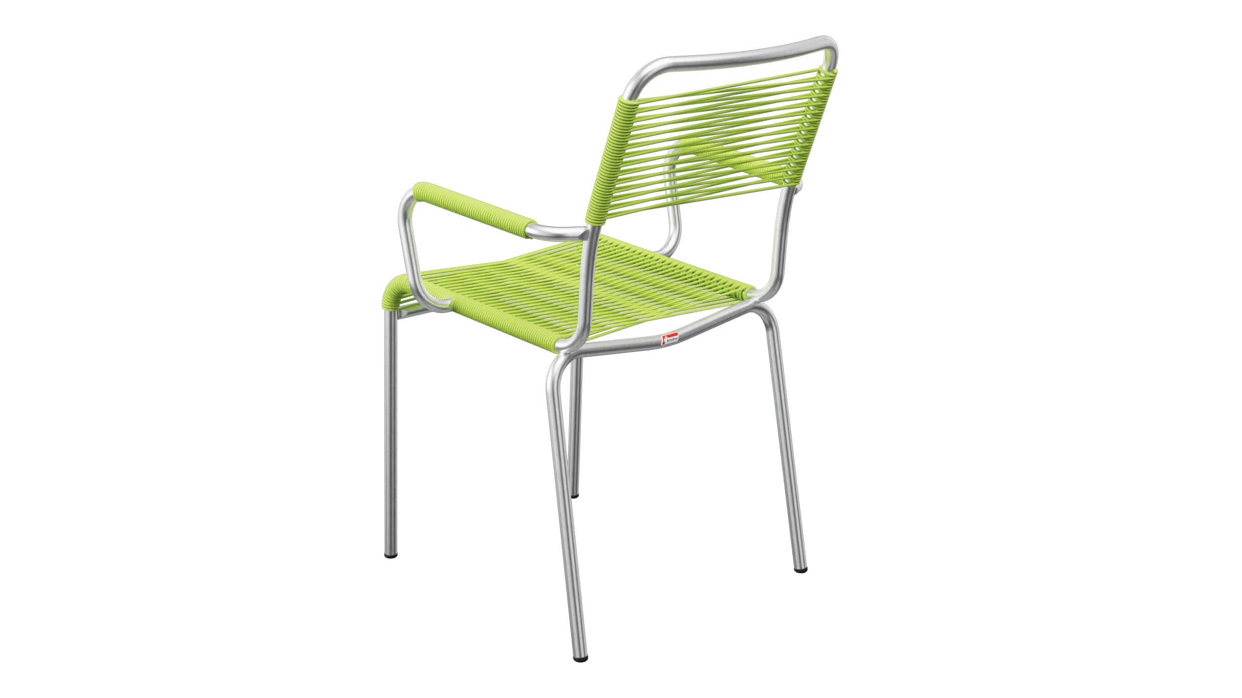 Rigi Spaghetti-Gartenstuhl mit Armlehne in Hellgrün präsentiert im Onlineshop von KAQTU Design AG. Gartenstuhl mit Armlehnen ist von Schaffner