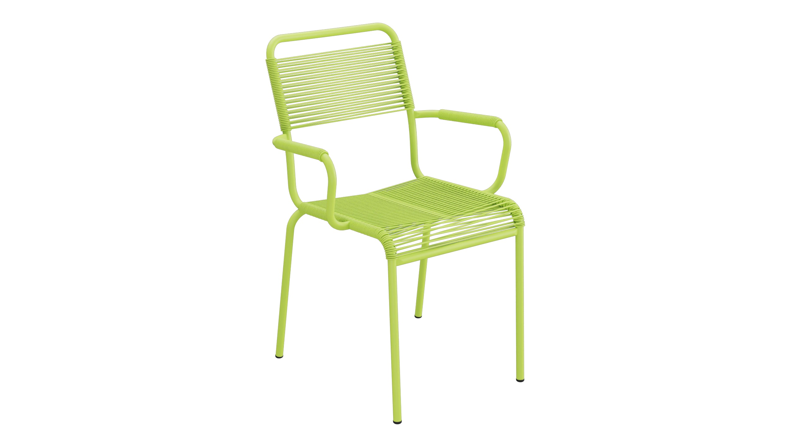 Rigi Spaghetti-Gartenstuhl mit Armlehne in Hellgrün präsentiert im Onlineshop von KAQTU Design AG. Gartenstuhl mit Armlehnen ist von Schaffner