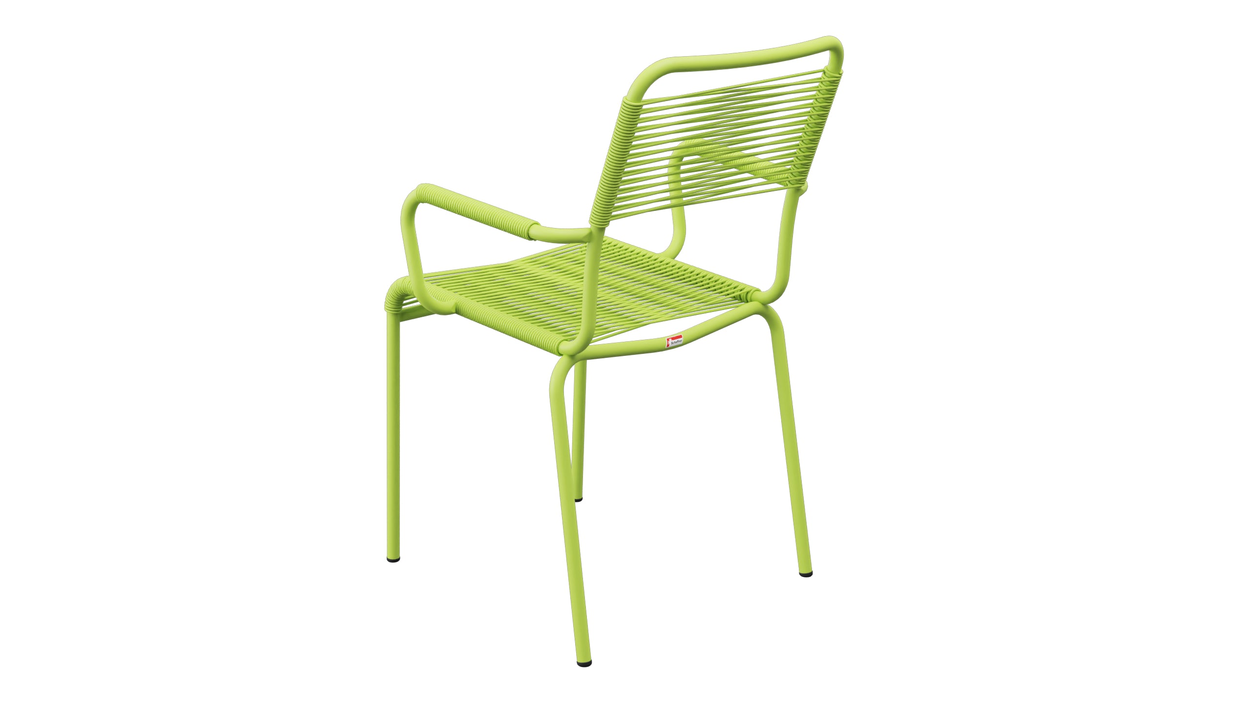 Rigi Spaghetti-Gartenstuhl mit Armlehne in Hellgrün präsentiert im Onlineshop von KAQTU Design AG. Gartenstuhl mit Armlehnen ist von Schaffner