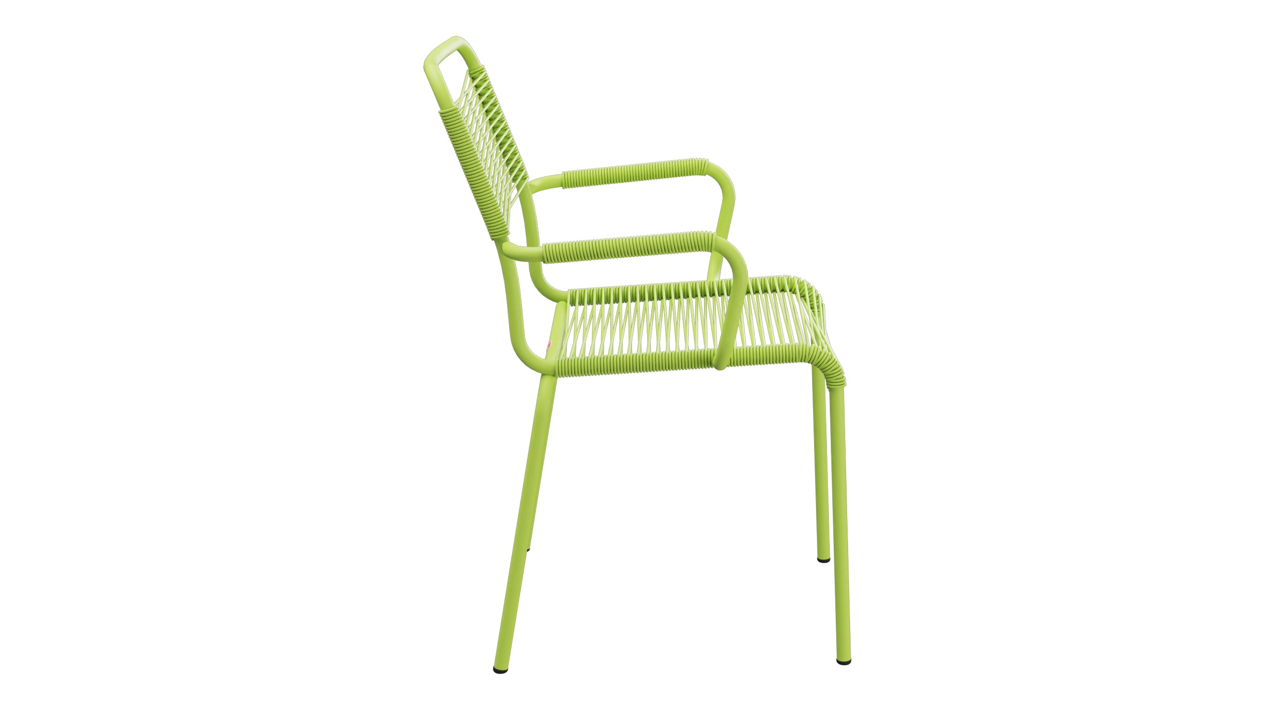Rigi Spaghetti-Gartenstuhl mit Armlehne in Hellgrün präsentiert im Onlineshop von KAQTU Design AG. Gartenstuhl mit Armlehnen ist von Schaffner