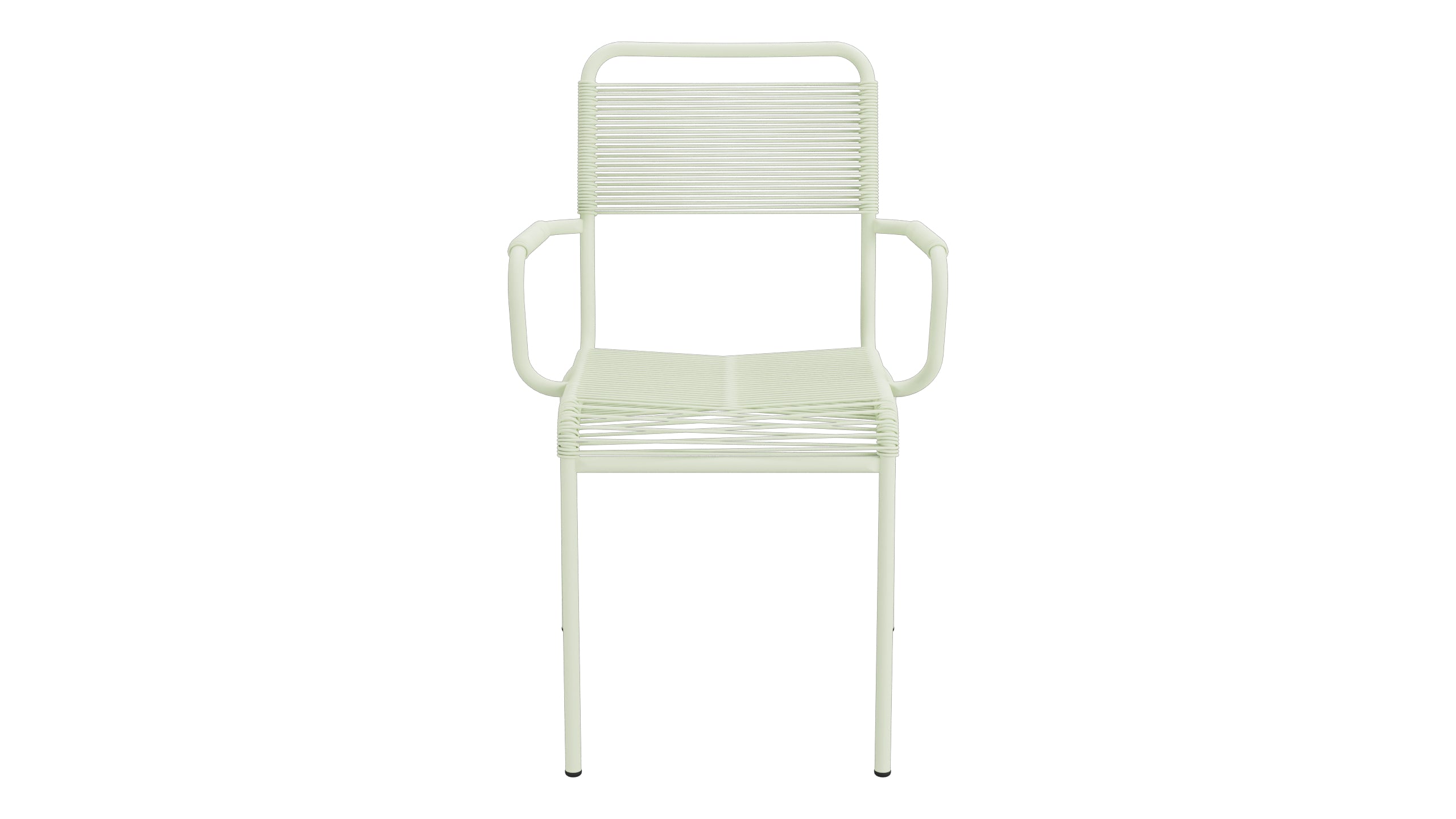 Rigi Spaghetti-Gartenstuhl mit Armlehne in Pastellgrün präsentiert im Onlineshop von KAQTU Design AG. Gartenstuhl mit Armlehnen ist von Schaffner
