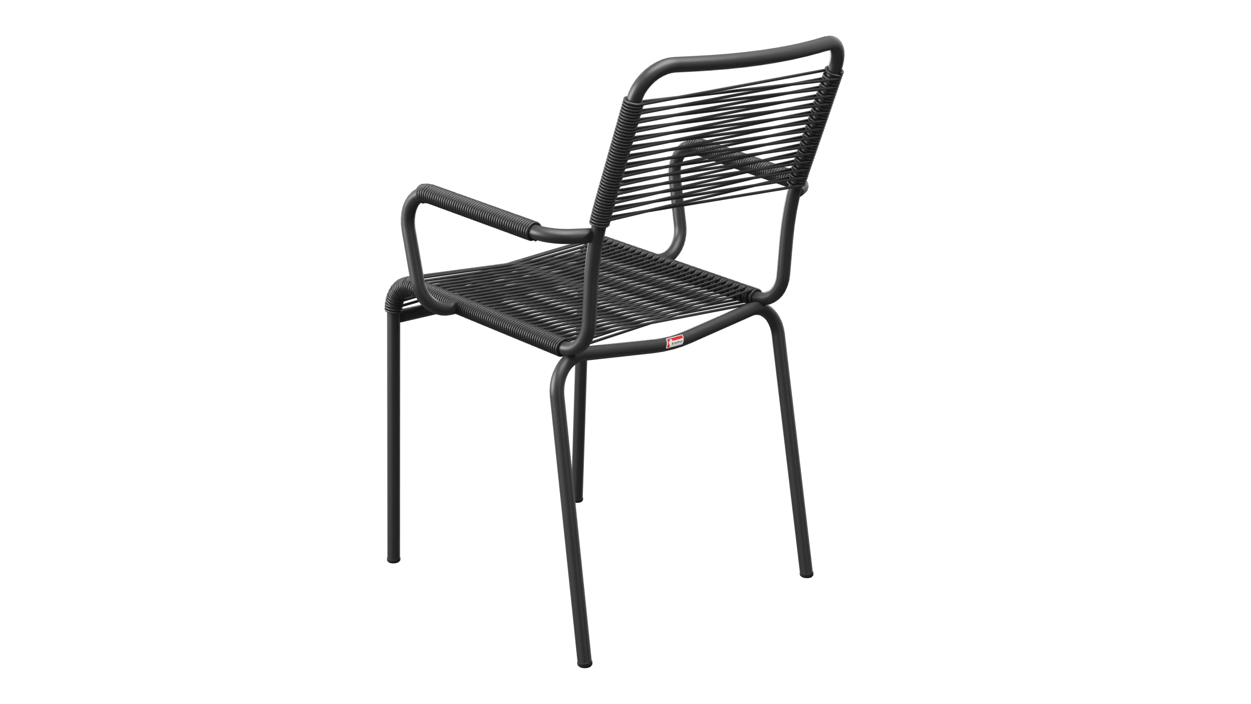 Rigi Spaghetti-Gartenstuhl mit Armlehne in Anthrazit präsentiert im Onlineshop von KAQTU Design AG. Gartenstuhl mit Armlehnen ist von Schaffner