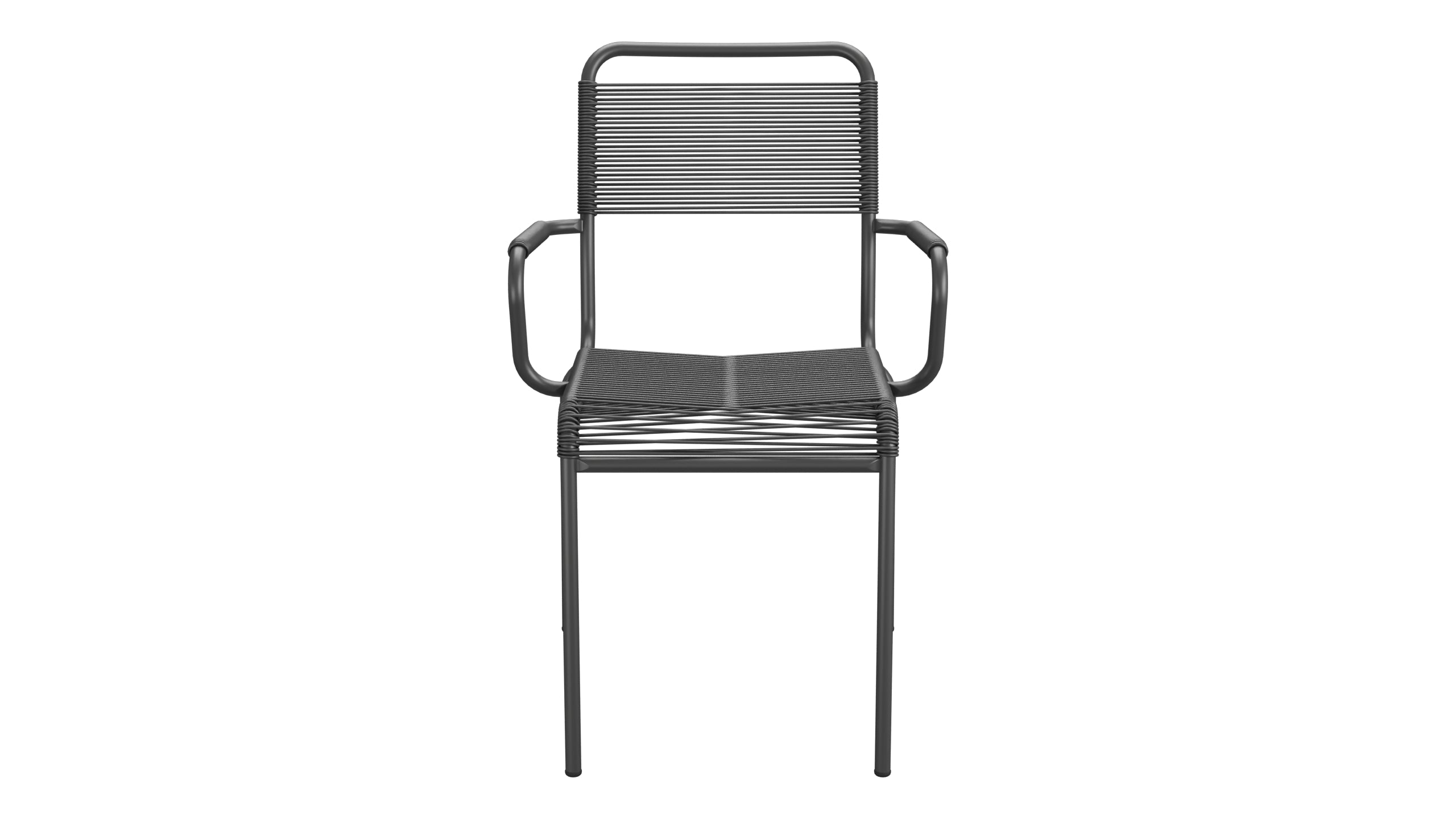 Rigi Spaghetti-Gartenstuhl mit Armlehne in Anthrazit präsentiert im Onlineshop von KAQTU Design AG. Gartenstuhl mit Armlehnen ist von Schaffner