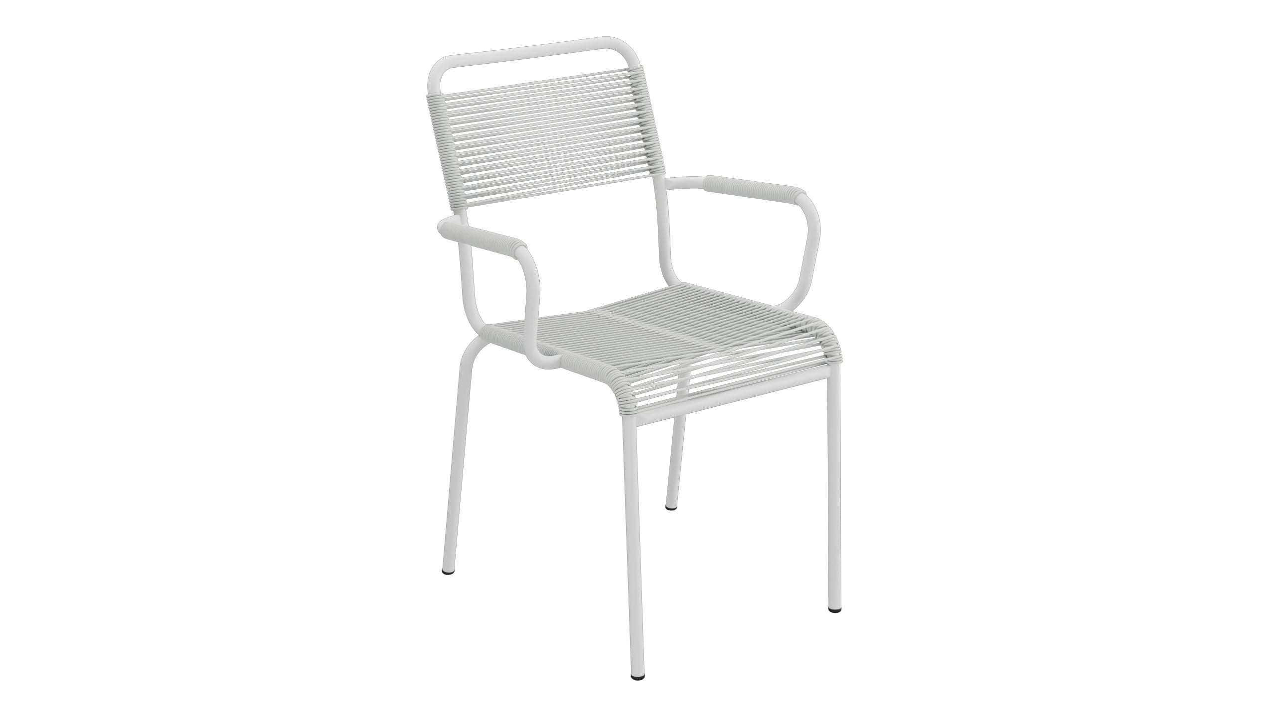 Rigi Spaghetti-Gartenstuhl mit Armlehne in Alusilber präsentiert im Onlineshop von KAQTU Design AG. Gartenstuhl mit Armlehnen ist von Schaffner