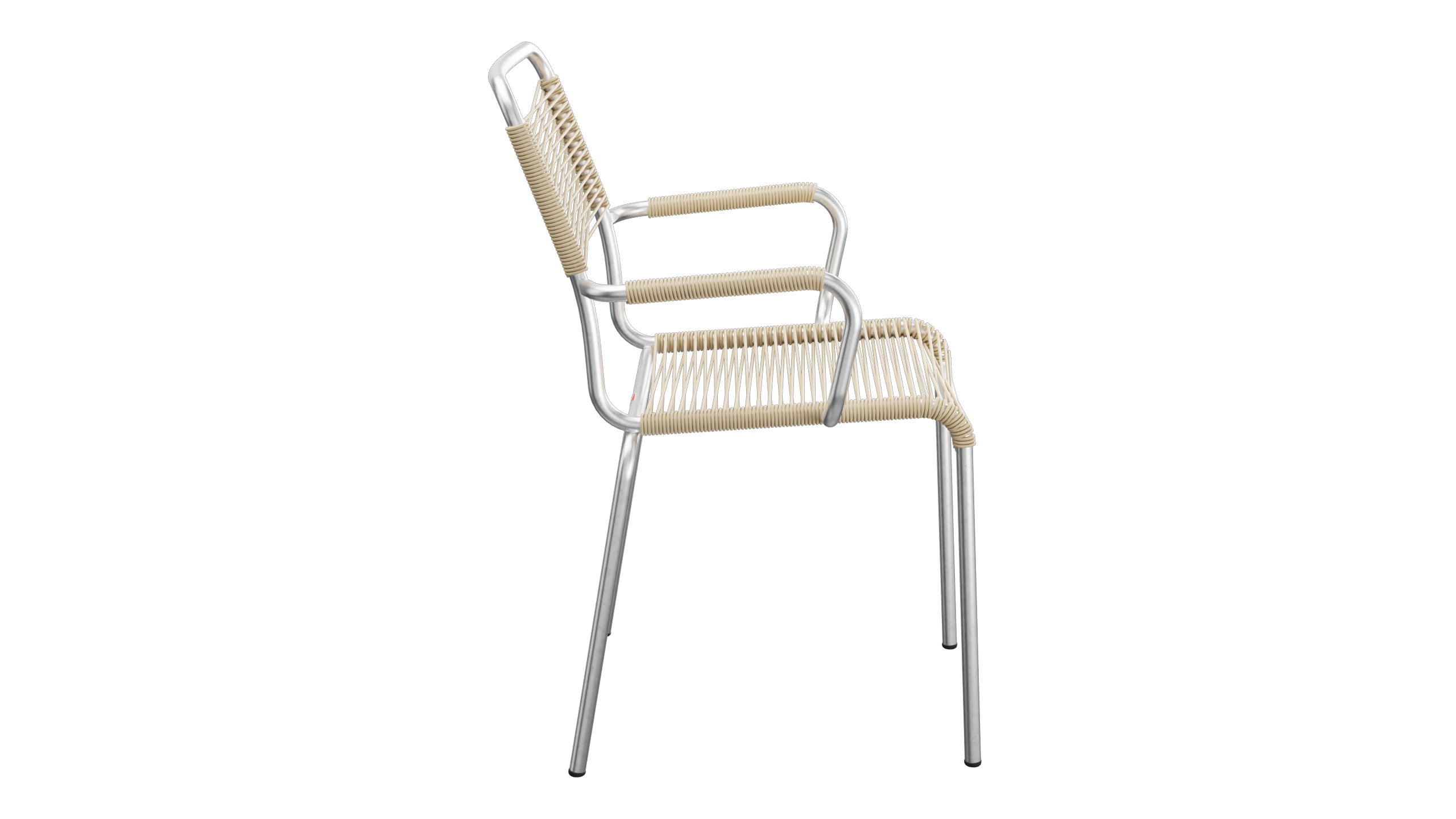 Rigi Spaghetti-Gartenstuhl mit Armlehne in Pastellbraun präsentiert im Onlineshop von KAQTU Design AG. Gartenstuhl mit Armlehnen ist von Schaffner