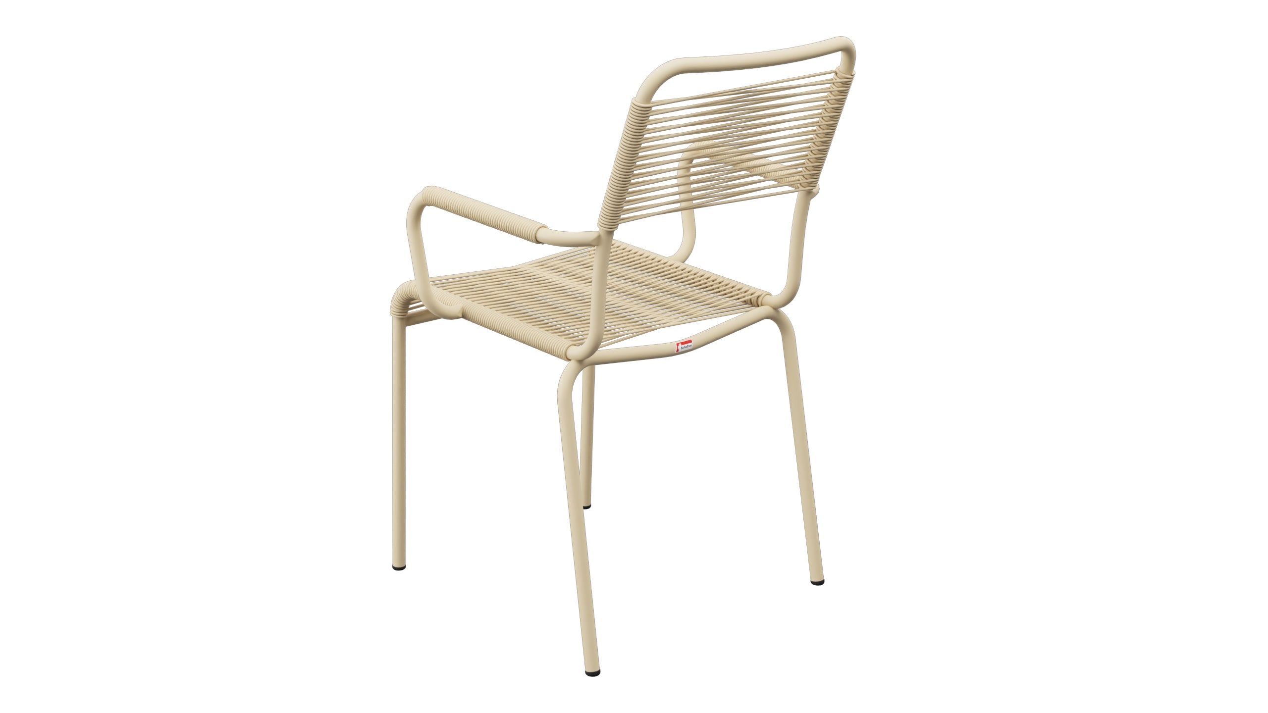 Rigi Spaghetti-Gartenstuhl mit Armlehne in Pastellbraun präsentiert im Onlineshop von KAQTU Design AG. Gartenstuhl mit Armlehnen ist von Schaffner