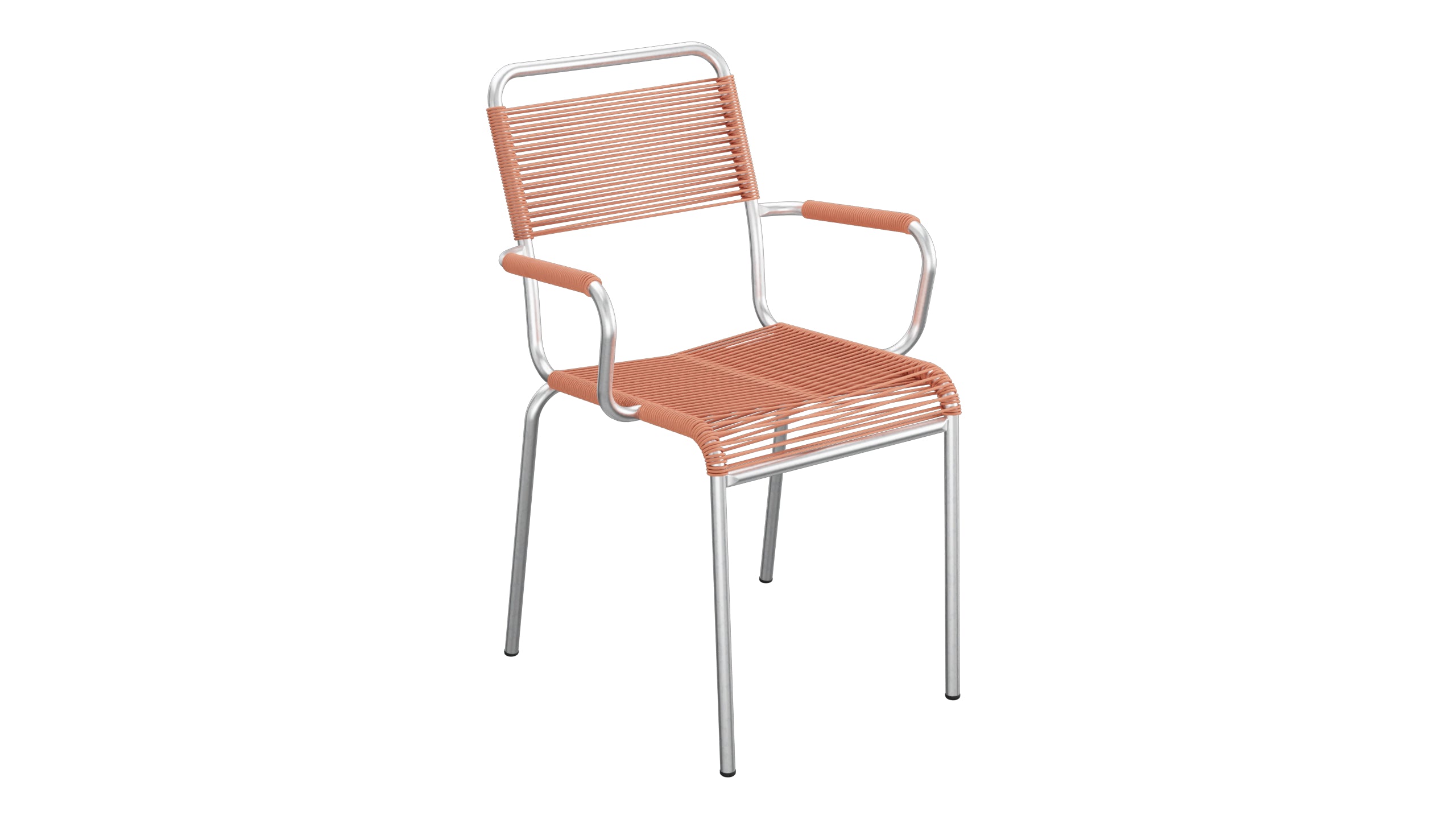 Rigi Spaghetti-Gartenstuhl mit Armlehne in Pastellterracotta präsentiert im Onlineshop von KAQTU Design AG. Gartenstuhl mit Armlehnen ist von Schaffner