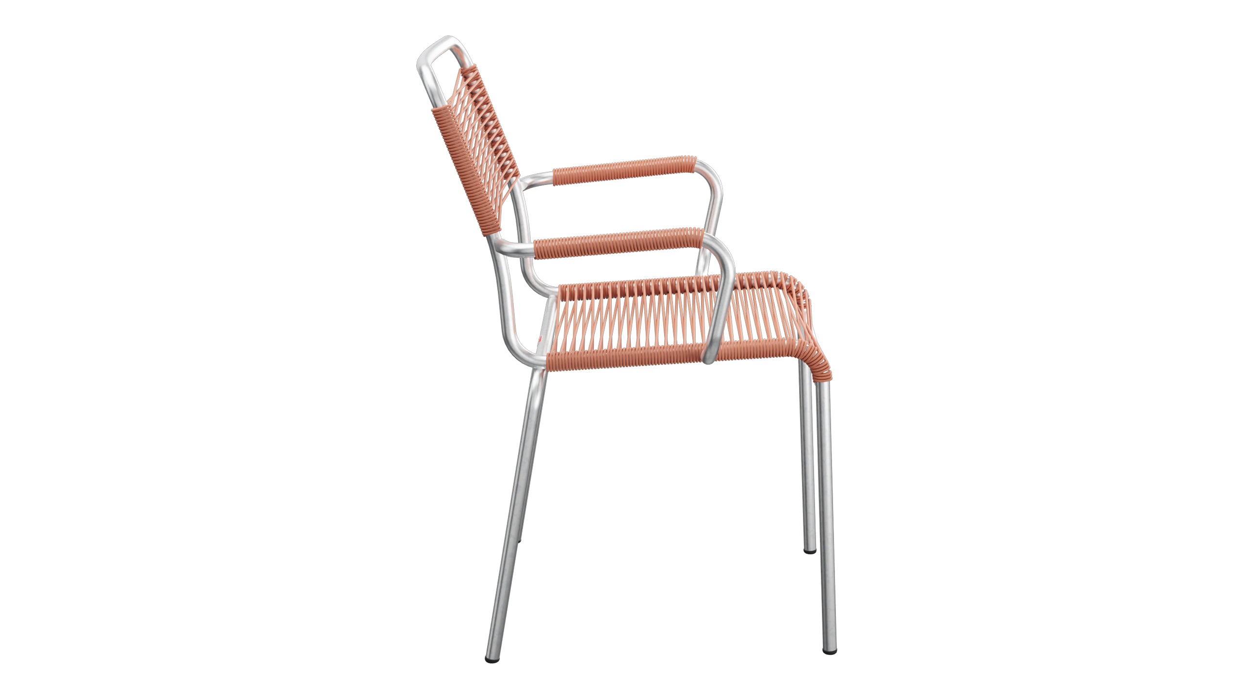 Rigi Spaghetti-Gartenstuhl mit Armlehne in Pastellterracotta präsentiert im Onlineshop von KAQTU Design AG. Gartenstuhl mit Armlehnen ist von Schaffner