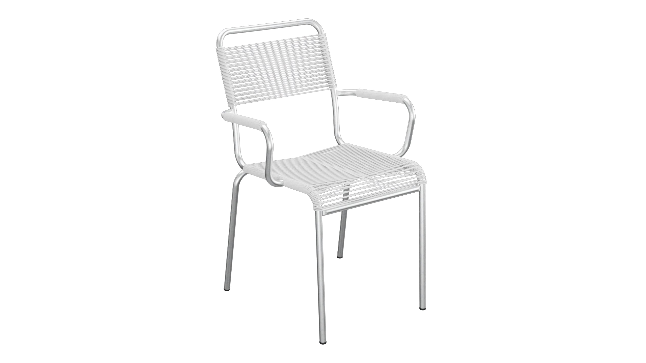 Rigi Spaghetti-Gartenstuhl mit Armlehne in Weiss präsentiert im Onlineshop von KAQTU Design AG. Gartenstuhl mit Armlehnen ist von Schaffner