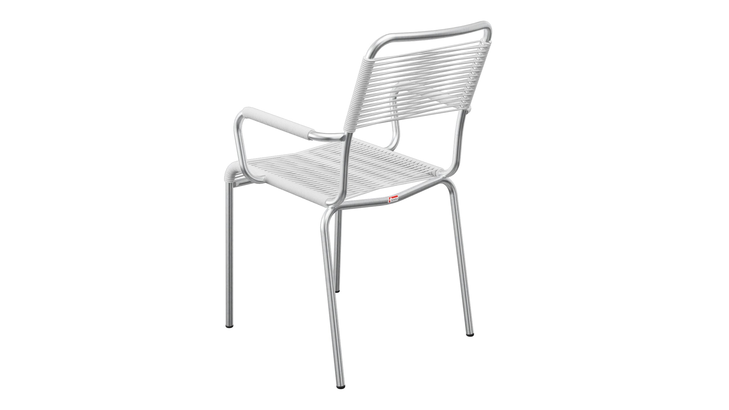 Rigi Spaghetti-Gartenstuhl mit Armlehne in Weiss präsentiert im Onlineshop von KAQTU Design AG. Gartenstuhl mit Armlehnen ist von Schaffner