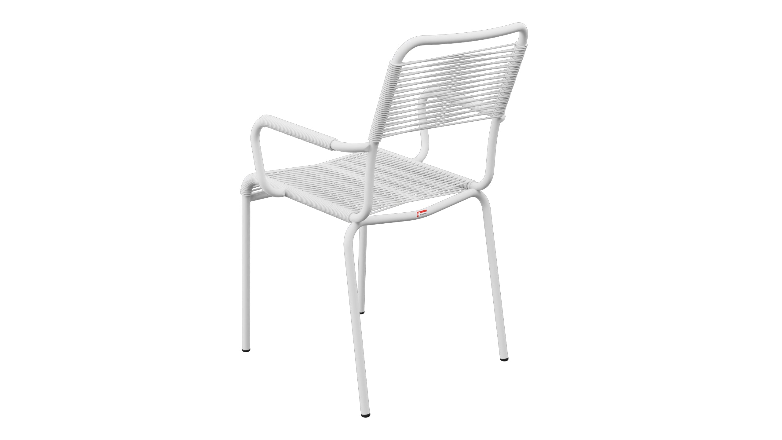 Rigi Spaghetti-Gartenstuhl mit Armlehne in Weiss präsentiert im Onlineshop von KAQTU Design AG. Gartenstuhl mit Armlehnen ist von Schaffner