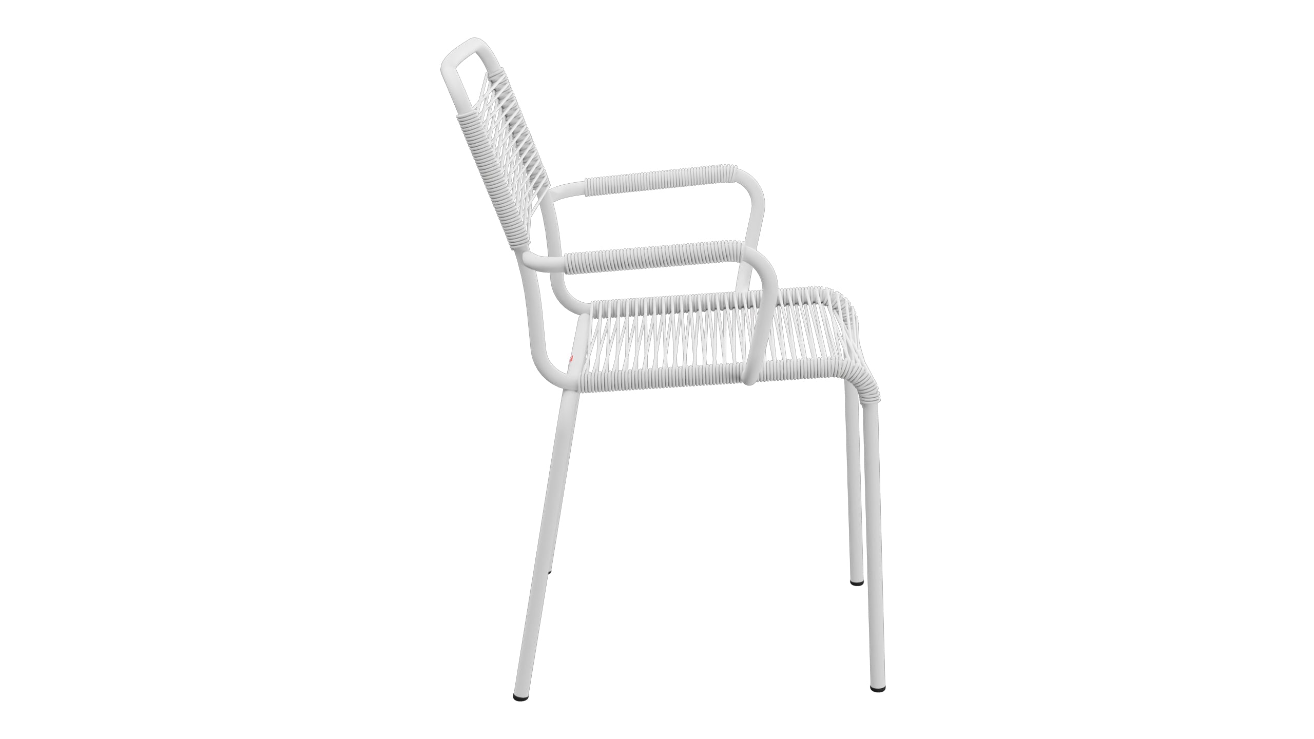 Rigi Spaghetti-Gartenstuhl mit Armlehne in Weiss präsentiert im Onlineshop von KAQTU Design AG. Gartenstuhl mit Armlehnen ist von Schaffner