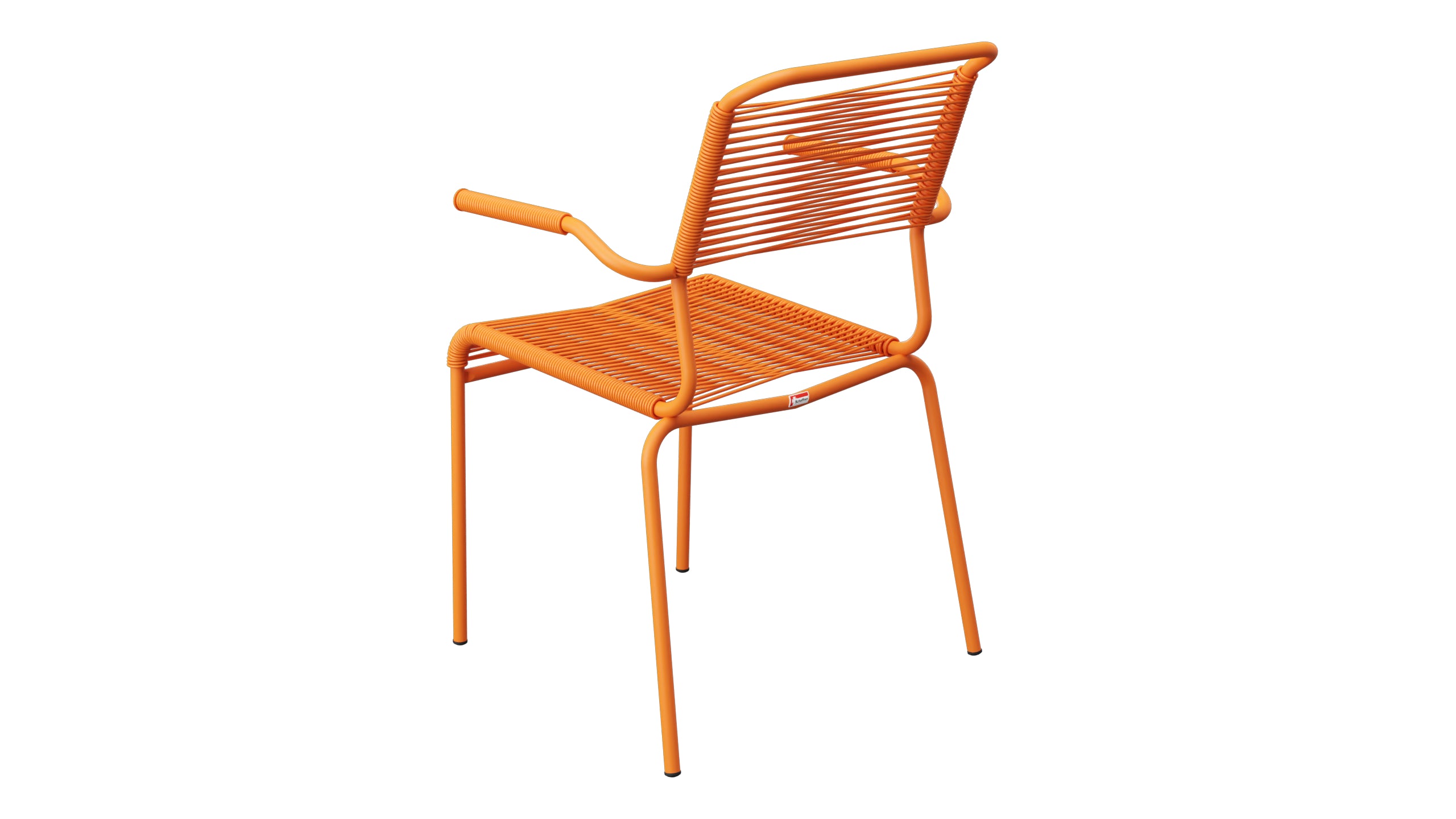 Säntis Spaghetti-Gartenstuhl mit Armlehne in Orange präsentiert im Onlineshop von KAQTU Design AG. Gartenstuhl mit Armlehnen ist von Schaffner