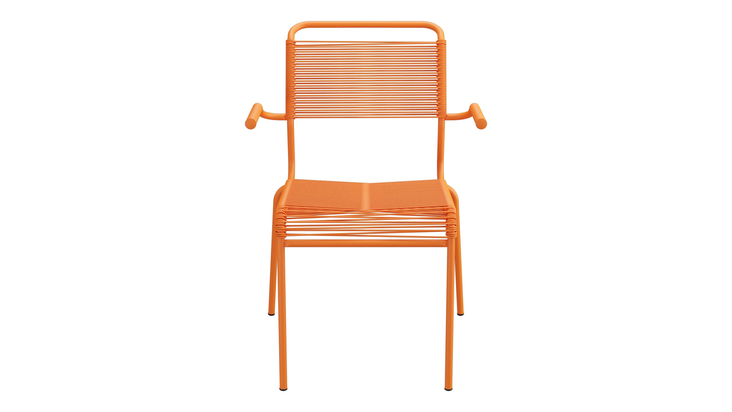 Säntis Spaghetti-Gartenstuhl mit Armlehne in Orange präsentiert im Onlineshop von KAQTU Design AG. Gartenstuhl mit Armlehnen ist von Schaffner