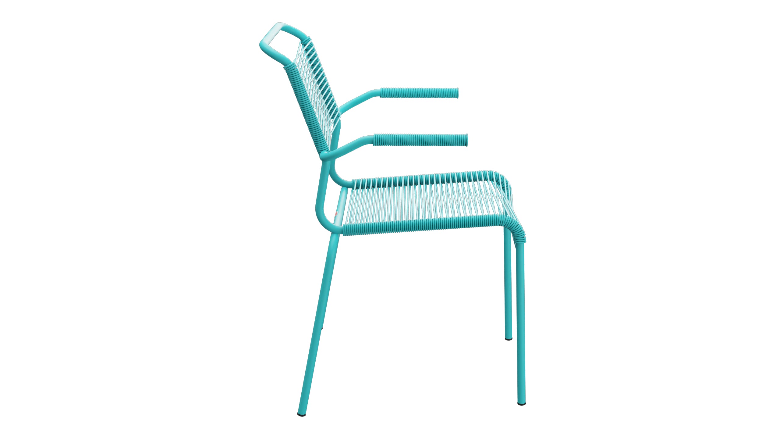 Säntis Spaghetti-Gartenstuhl mit Armlehne in Türkis präsentiert im Onlineshop von KAQTU Design AG. Gartenstuhl mit Armlehnen ist von Schaffner