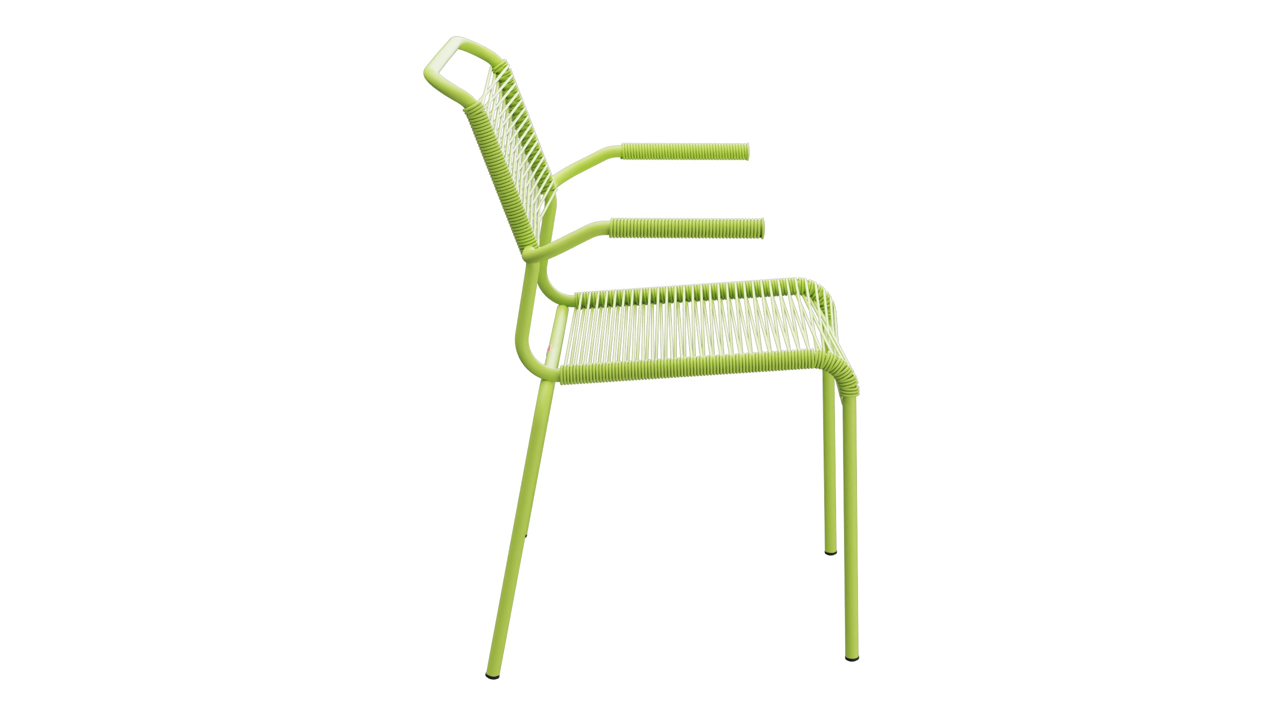 Säntis Spaghetti-Gartenstuhl mit Armlehne in Hellgrün präsentiert im Onlineshop von KAQTU Design AG. Gartenstuhl mit Armlehnen ist von Schaffner