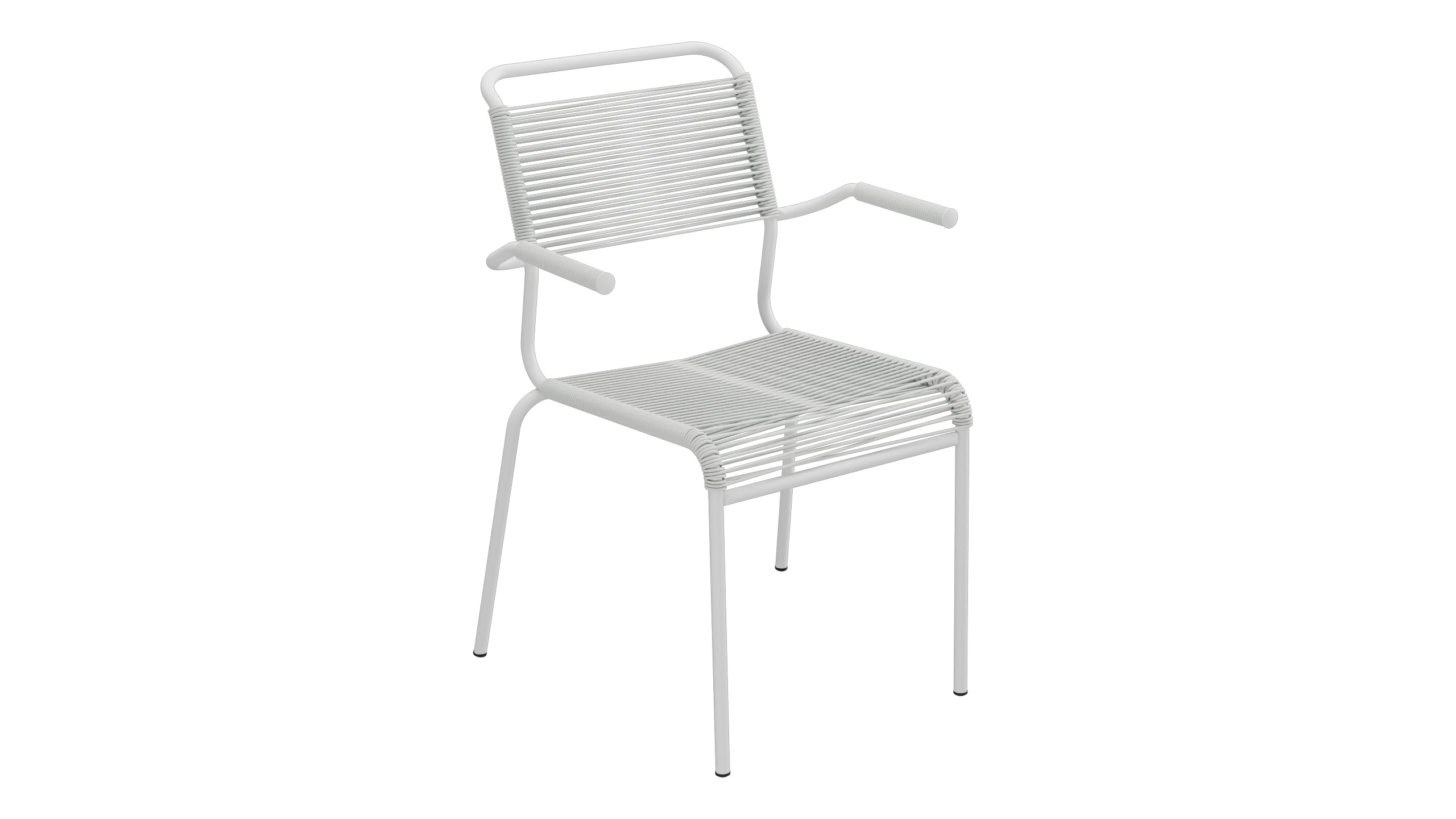 Säntis Spaghetti-Gartenstuhl mit Armlehne in Alusilber präsentiert im Onlineshop von KAQTU Design AG. Gartenstuhl mit Armlehnen ist von Schaffner