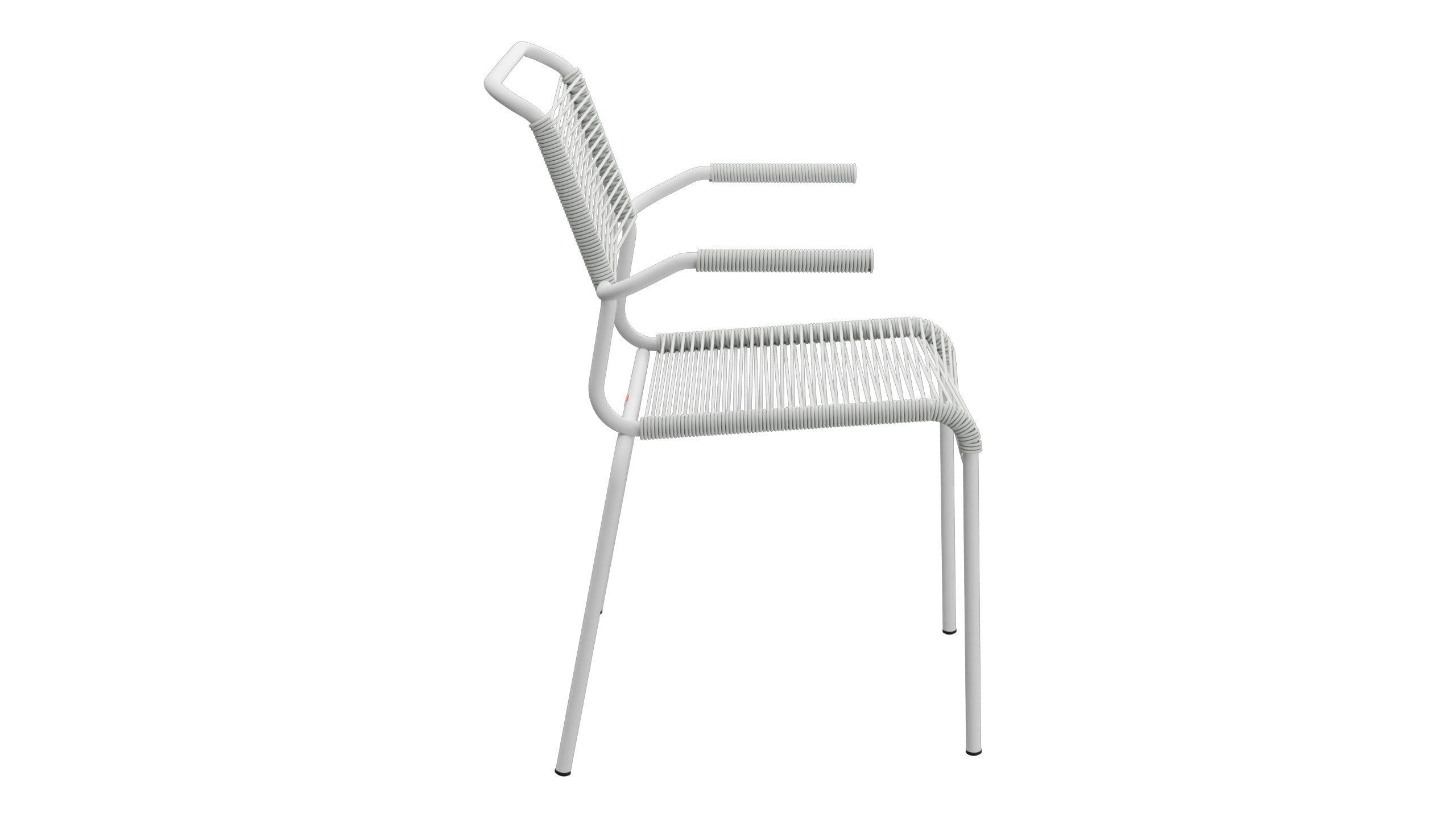 Säntis Spaghetti-Gartenstuhl mit Armlehne in Alusilber präsentiert im Onlineshop von KAQTU Design AG. Gartenstuhl mit Armlehnen ist von Schaffner