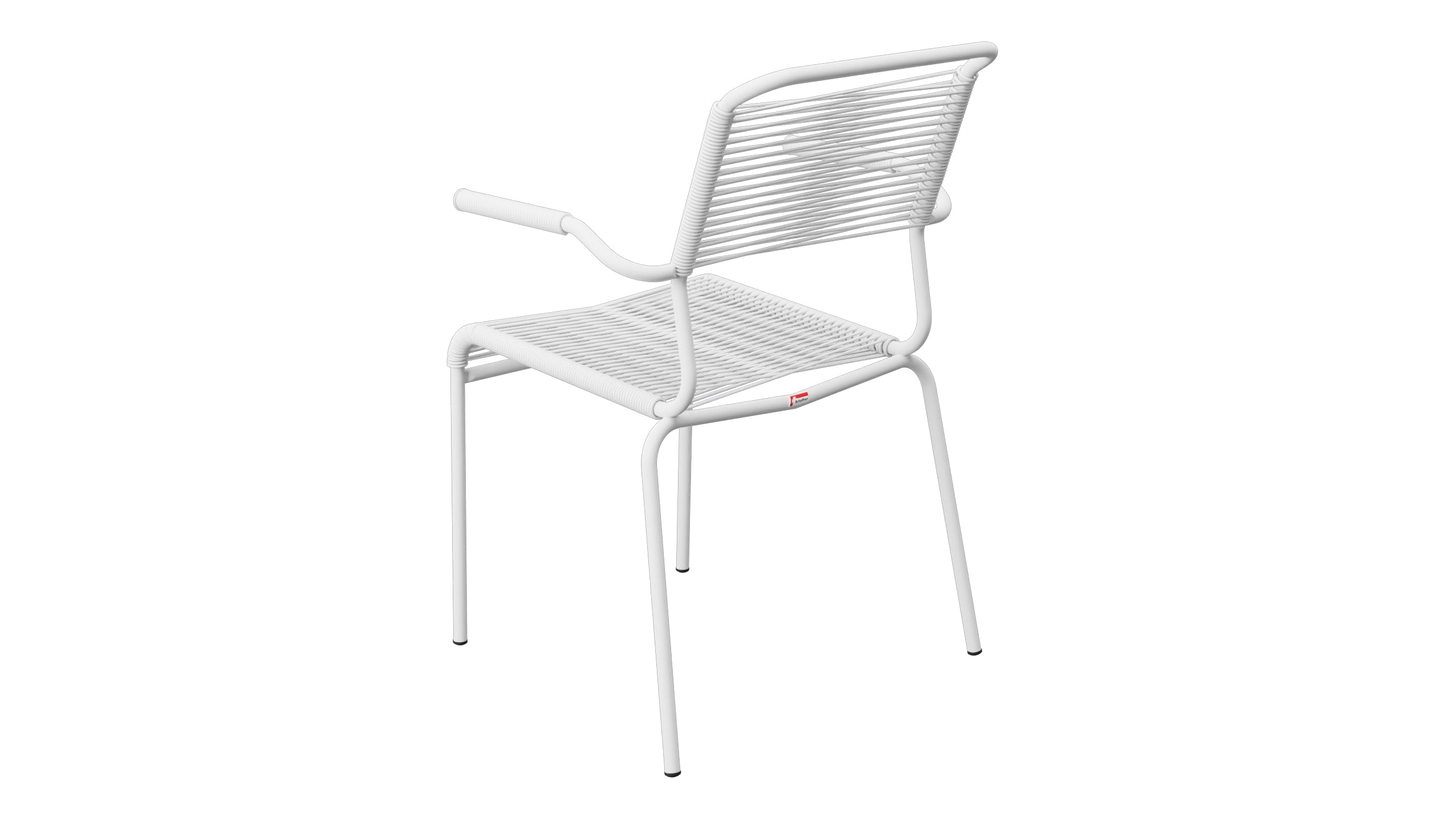 Säntis Spaghetti-Gartenstuhl mit Armlehne in Weiss präsentiert im Onlineshop von KAQTU Design AG. Gartenstuhl mit Armlehnen ist von Schaffner