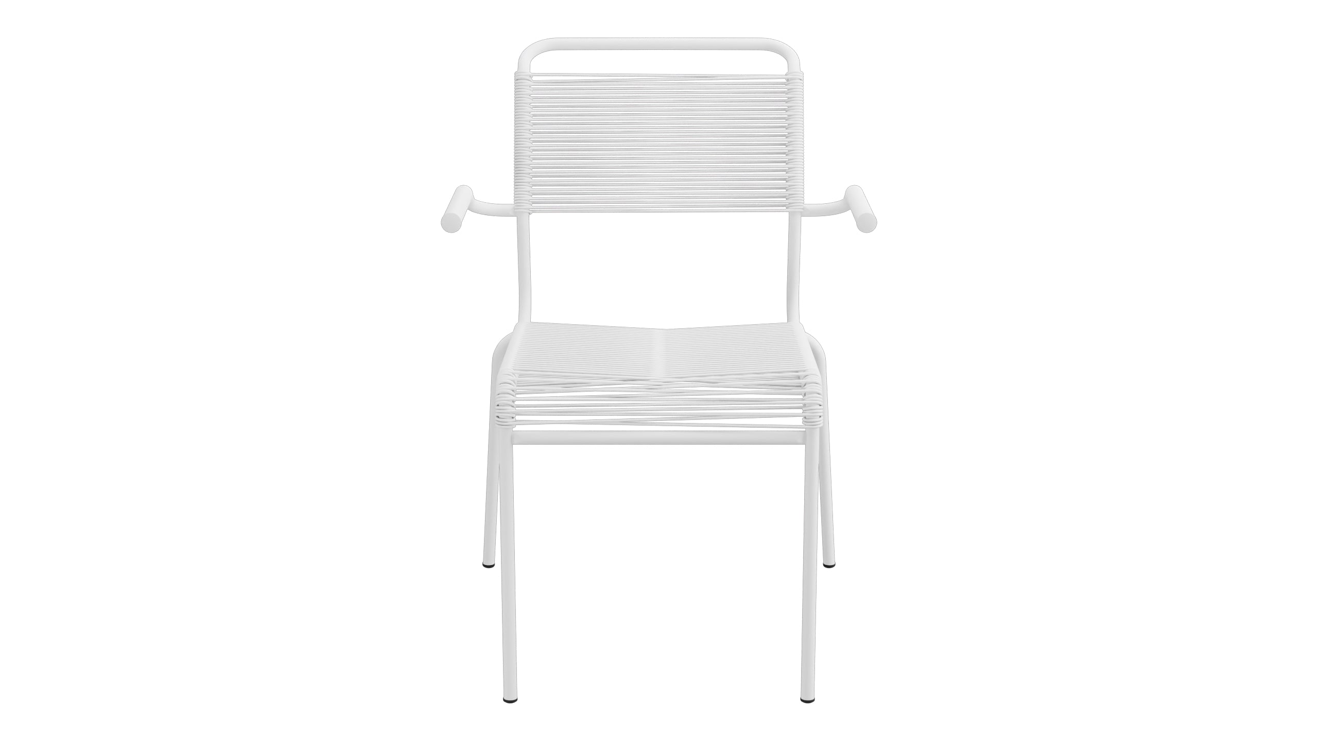 Säntis Spaghetti-Gartenstuhl mit Armlehne in Weiss präsentiert im Onlineshop von KAQTU Design AG. Gartenstuhl mit Armlehnen ist von Schaffner