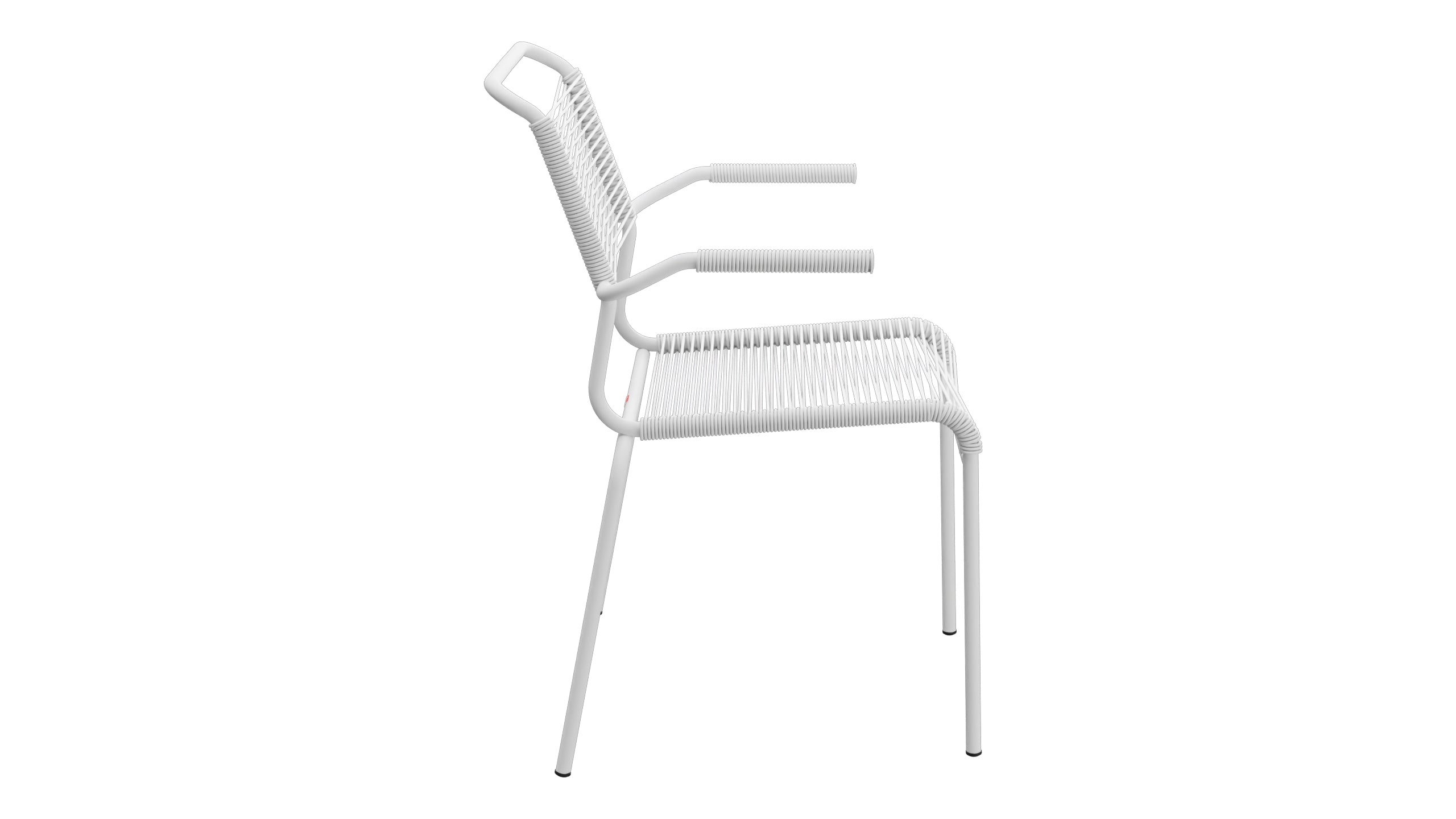 Säntis Spaghetti-Gartenstuhl mit Armlehne in Weiss präsentiert im Onlineshop von KAQTU Design AG. Gartenstuhl mit Armlehnen ist von Schaffner
