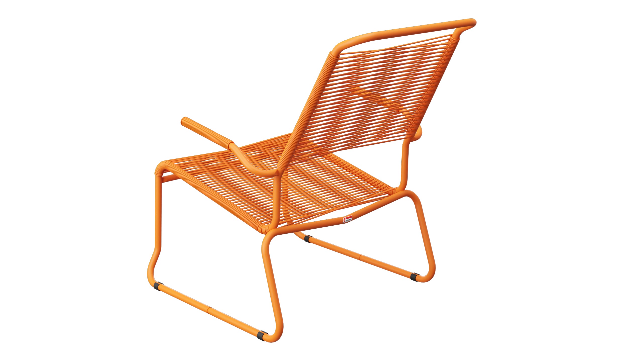 Säntis Spaghetti-Lounger mit Armlehne Hochlehner Kufen in Orange präsentiert im Onlineshop von KAQTU Design AG. Outdoor-Sessel mit Armlehnen ist von Schaffner