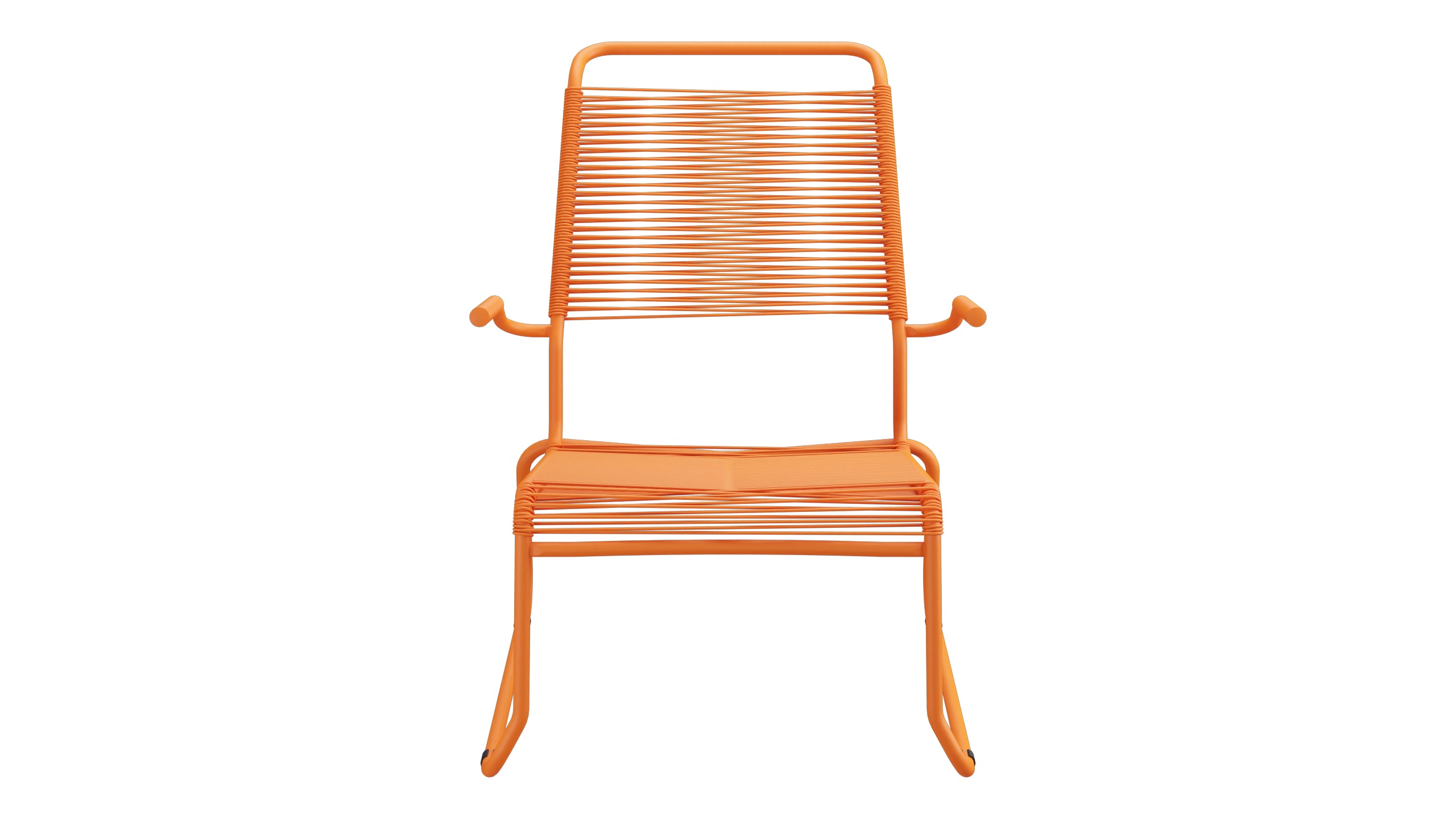 Säntis Spaghetti-Lounger mit Armlehne Hochlehner Kufen in Orange präsentiert im Onlineshop von KAQTU Design AG. Outdoor-Sessel mit Armlehnen ist von Schaffner