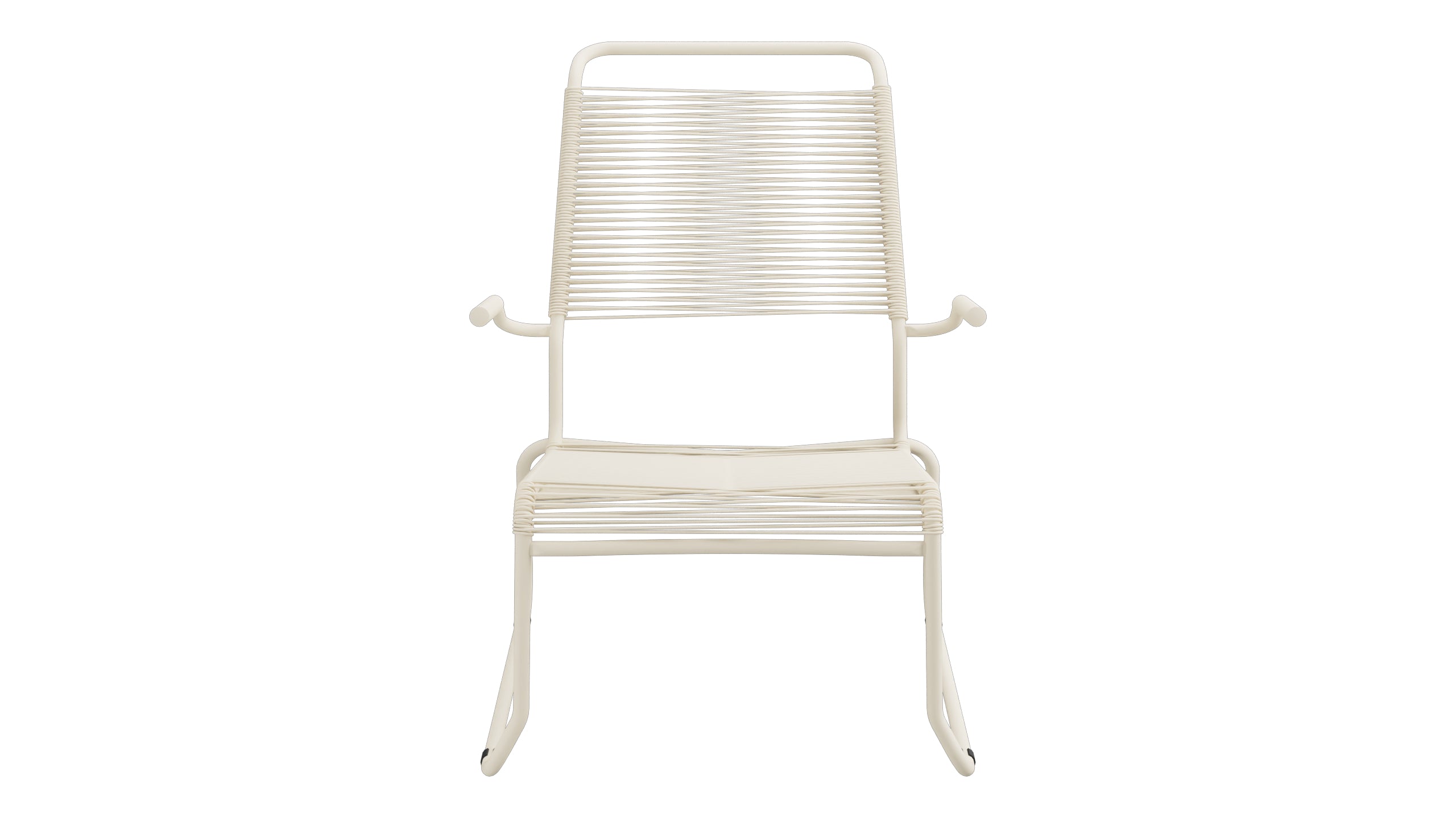 Säntis Spaghetti-Lounger mit Armlehne Hochlehner Kufen in Pastellsand präsentiert im Onlineshop von KAQTU Design AG. Outdoor-Sessel mit Armlehnen ist von Schaffner