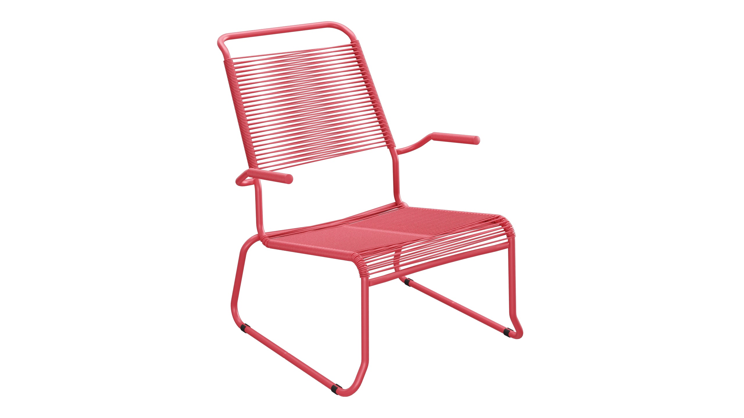 Säntis Spaghetti-Lounger mit Armlehne Hochlehner Kufen in Ahornrot präsentiert im Onlineshop von KAQTU Design AG. Outdoor-Sessel mit Armlehnen ist von Schaffner