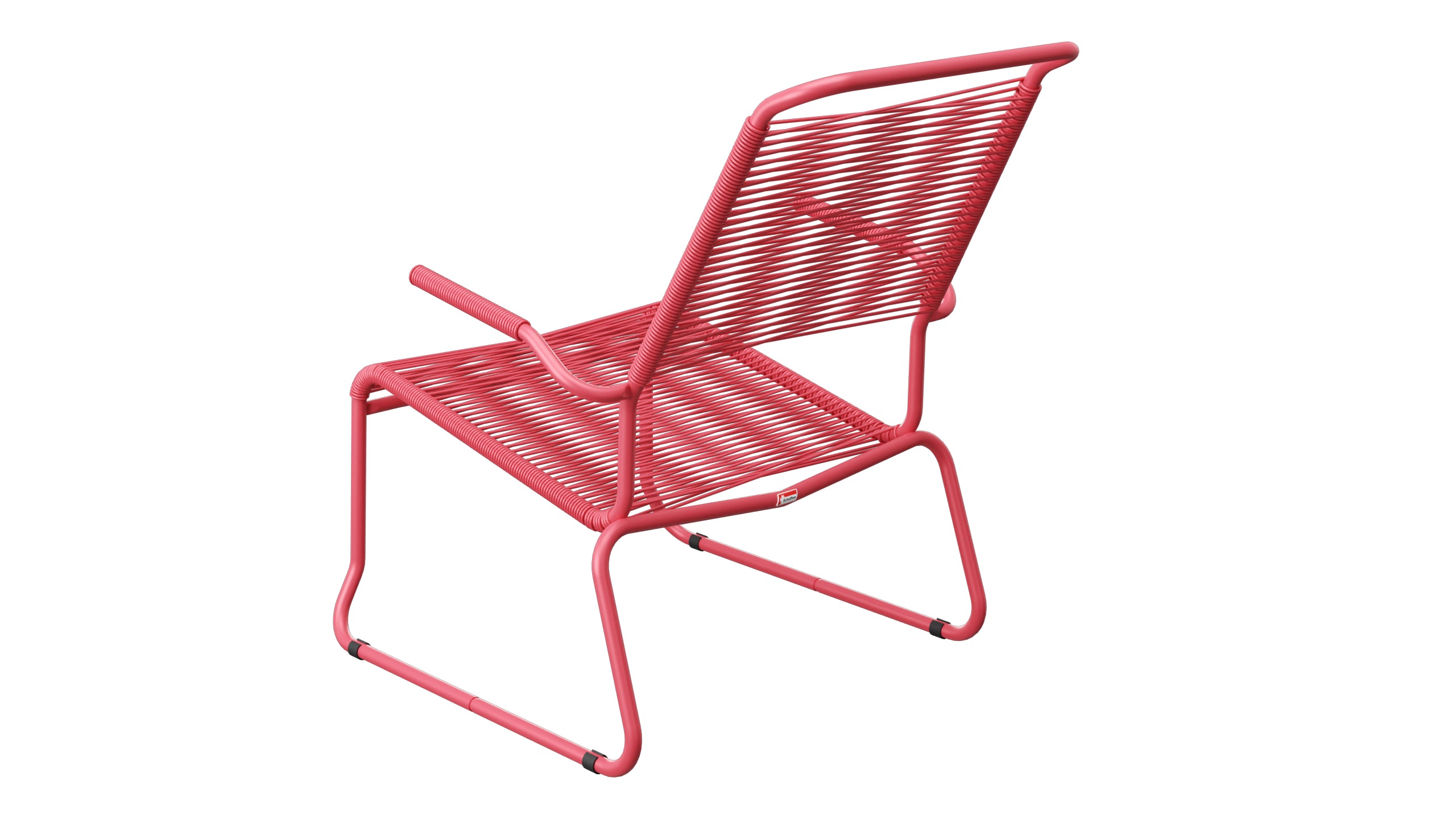 Säntis Spaghetti-Lounger mit Armlehne Hochlehner Kufen in Ahornrot präsentiert im Onlineshop von KAQTU Design AG. Outdoor-Sessel mit Armlehnen ist von Schaffner