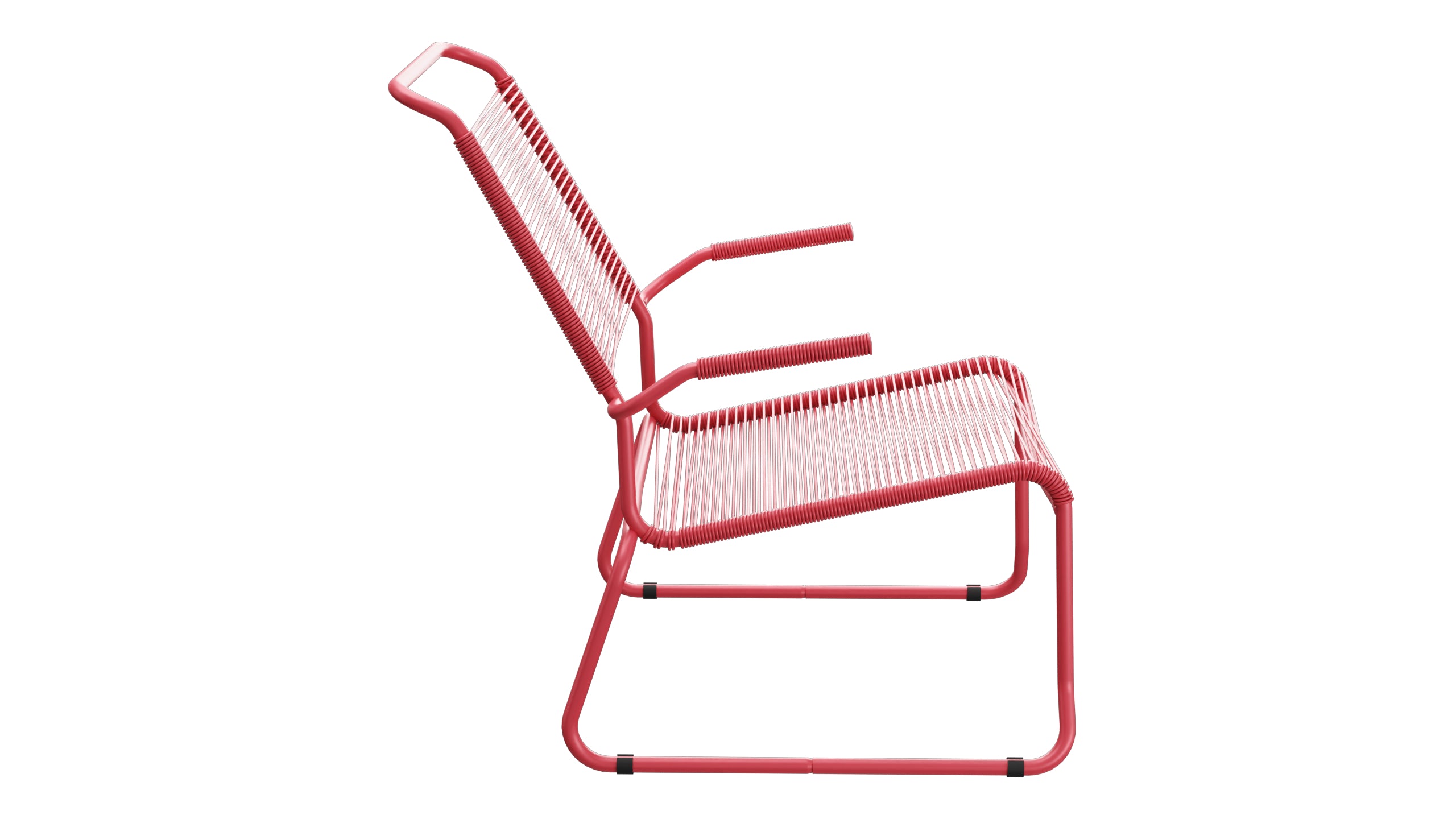 Säntis Spaghetti-Lounger mit Armlehne Hochlehner Kufen in Ahornrot präsentiert im Onlineshop von KAQTU Design AG. Outdoor-Sessel mit Armlehnen ist von Schaffner