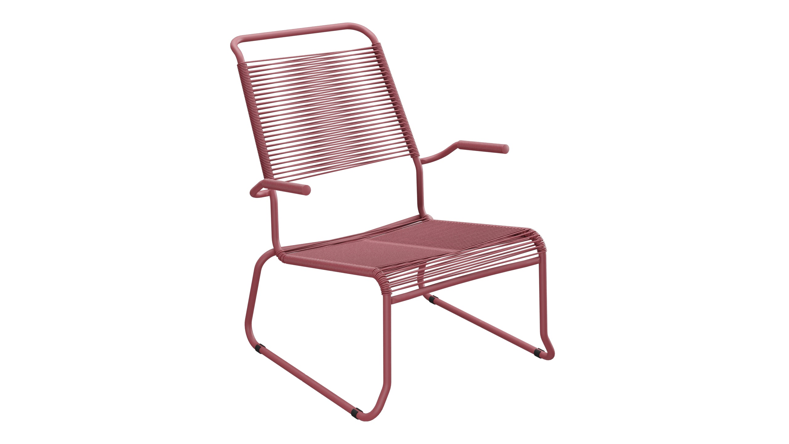 Säntis Spaghetti-Lounger mit Armlehne Hochlehner Kufen in Bordeaux präsentiert im Onlineshop von KAQTU Design AG. Outdoor-Sessel mit Armlehnen ist von Schaffner