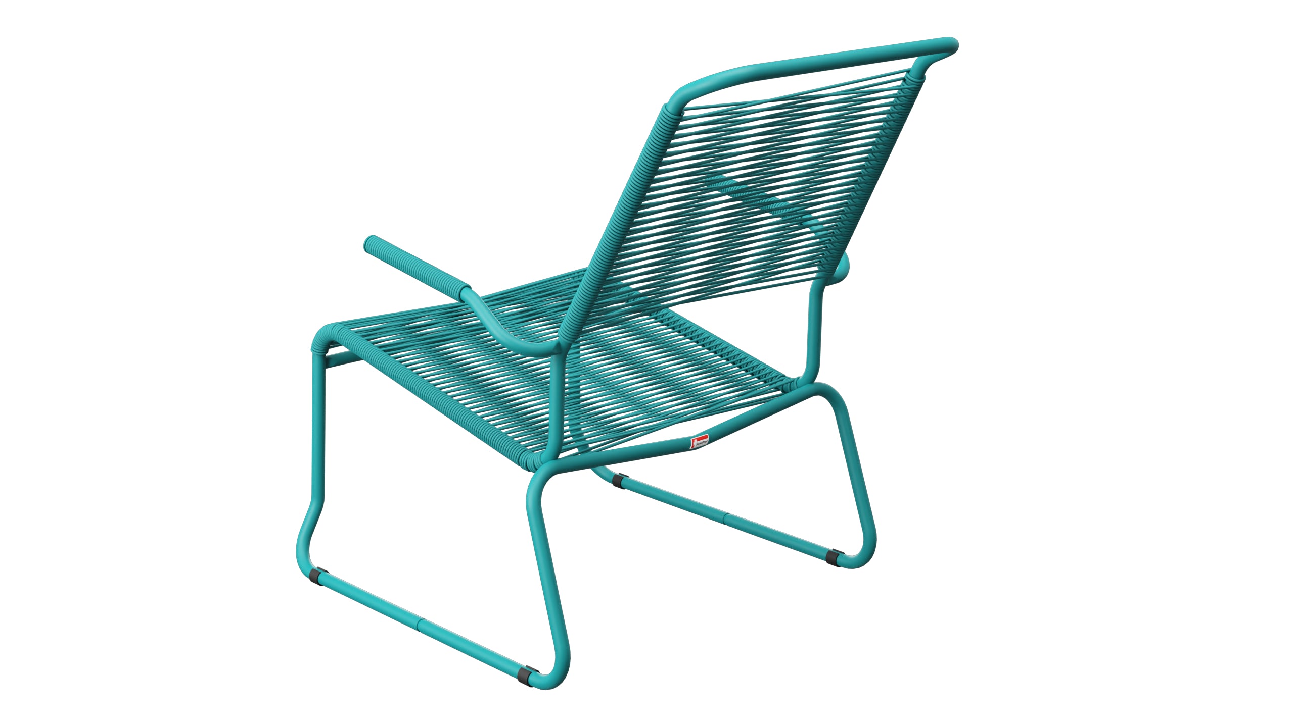 Säntis Spaghetti-Lounger mit Armlehne Hochlehner Kufen in Kaliblau präsentiert im Onlineshop von KAQTU Design AG. Outdoor-Sessel mit Armlehnen ist von Schaffner