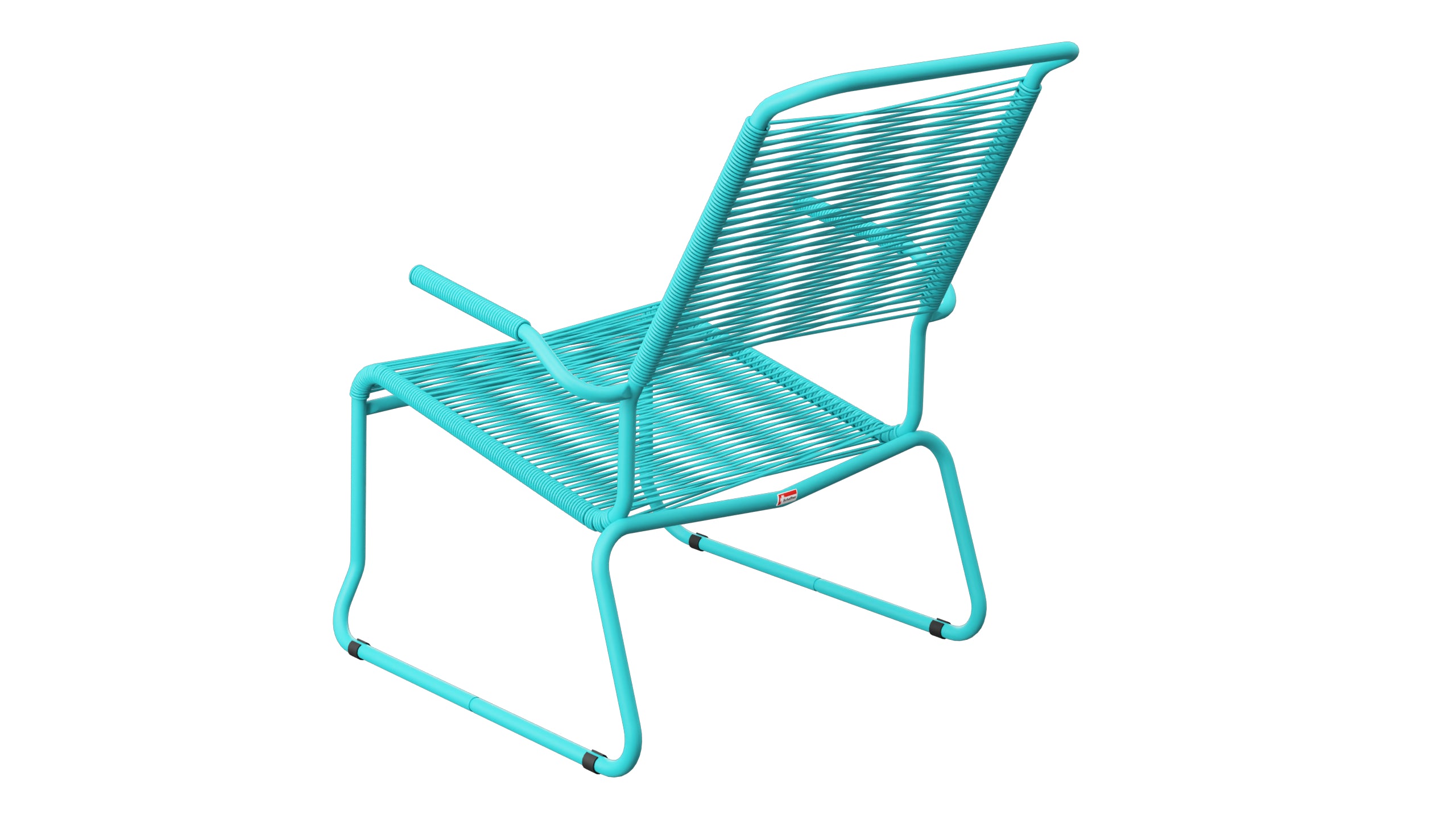 Säntis Spaghetti-Lounger mit Armlehne Hochlehner Kufen in Türkis präsentiert im Onlineshop von KAQTU Design AG. Outdoor-Sessel mit Armlehnen ist von Schaffner