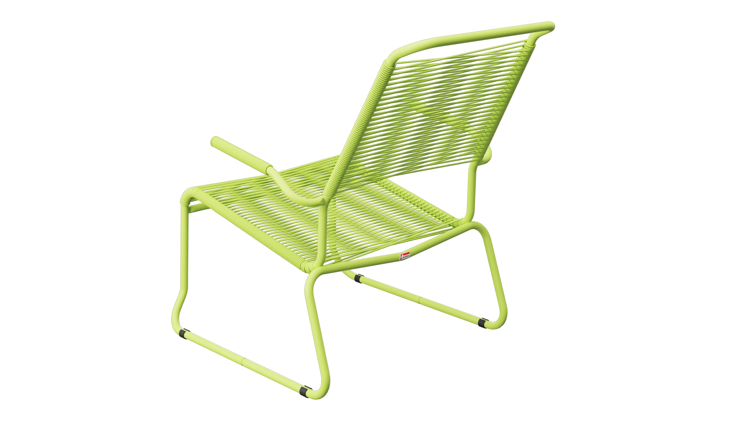 Säntis Spaghetti-Lounger mit Armlehne Hochlehner Kufen in Hellgrün präsentiert im Onlineshop von KAQTU Design AG. Outdoor-Sessel mit Armlehnen ist von Schaffner