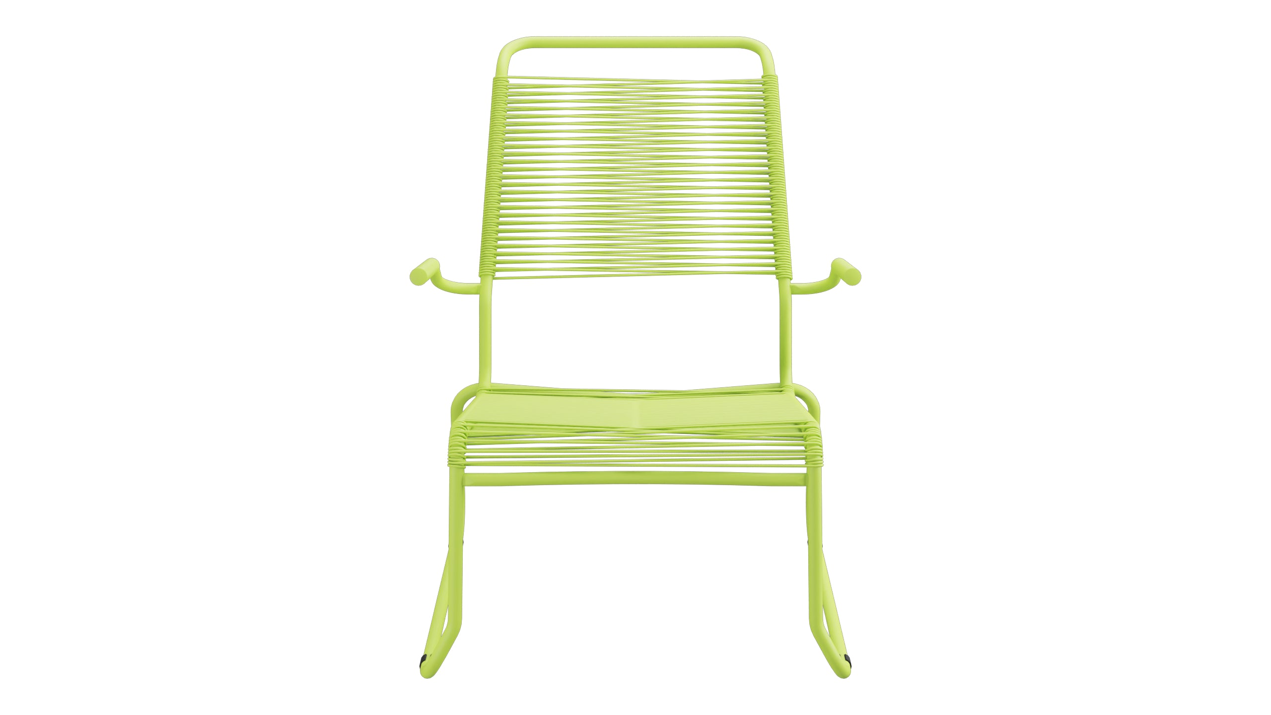Säntis Spaghetti-Lounger mit Armlehne Hochlehner Kufen in Hellgrün präsentiert im Onlineshop von KAQTU Design AG. Outdoor-Sessel mit Armlehnen ist von Schaffner