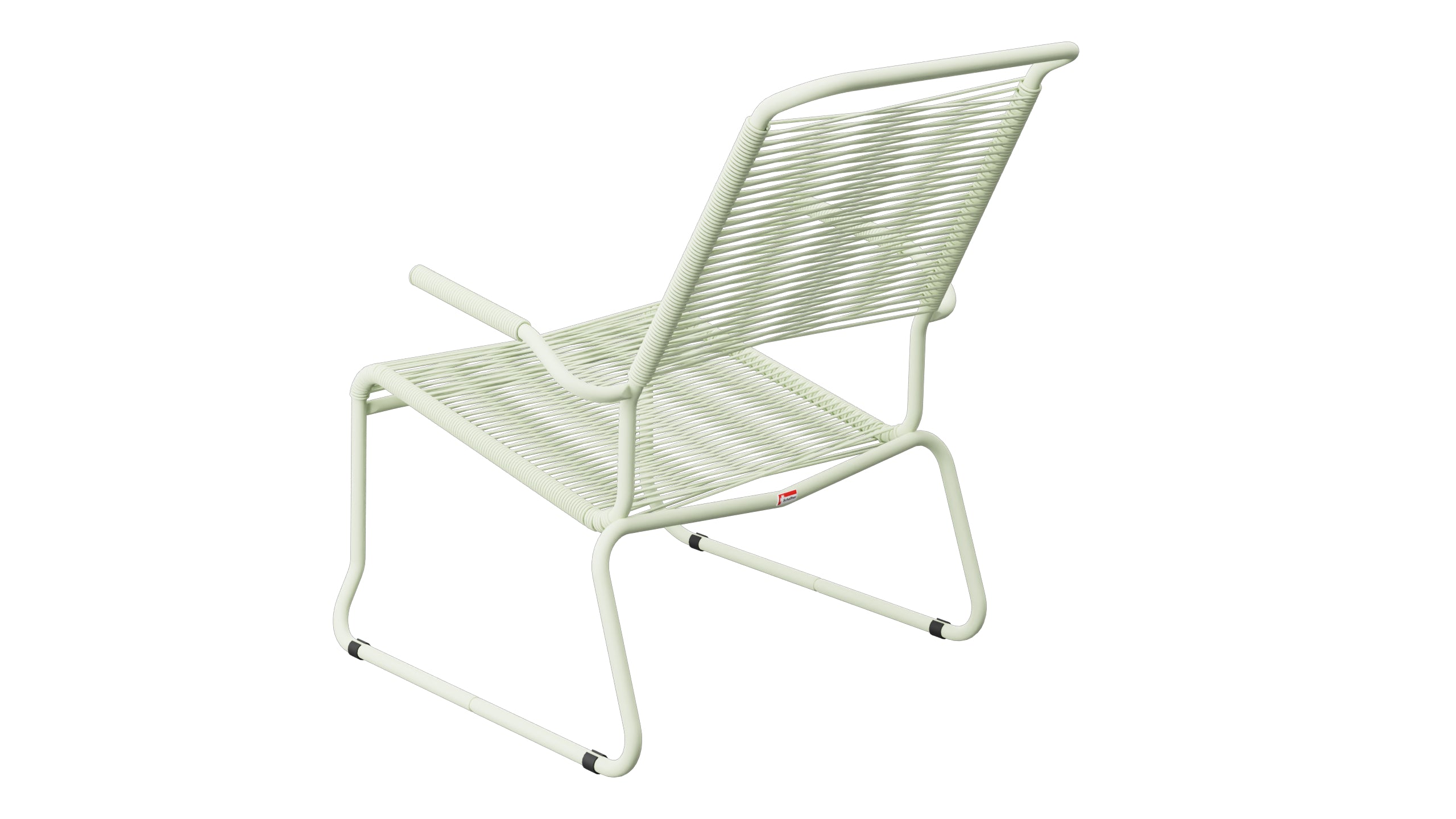 Säntis Spaghetti-Lounger mit Armlehne Hochlehner Kufen in Pastellgrün präsentiert im Onlineshop von KAQTU Design AG. Outdoor-Sessel mit Armlehnen ist von Schaffner