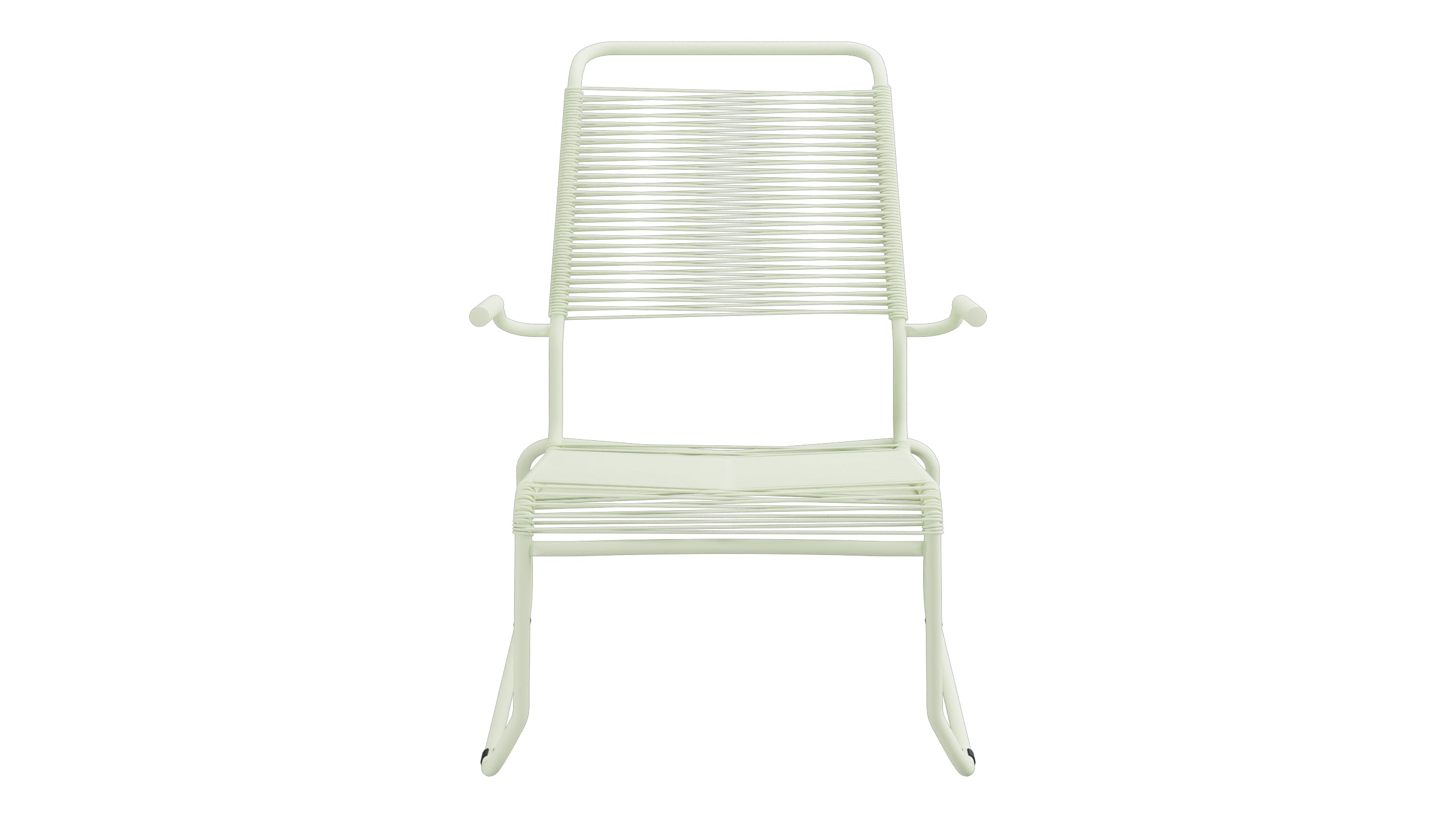 Säntis Spaghetti-Lounger mit Armlehne Hochlehner Kufen in Pastellgrün präsentiert im Onlineshop von KAQTU Design AG. Outdoor-Sessel mit Armlehnen ist von Schaffner