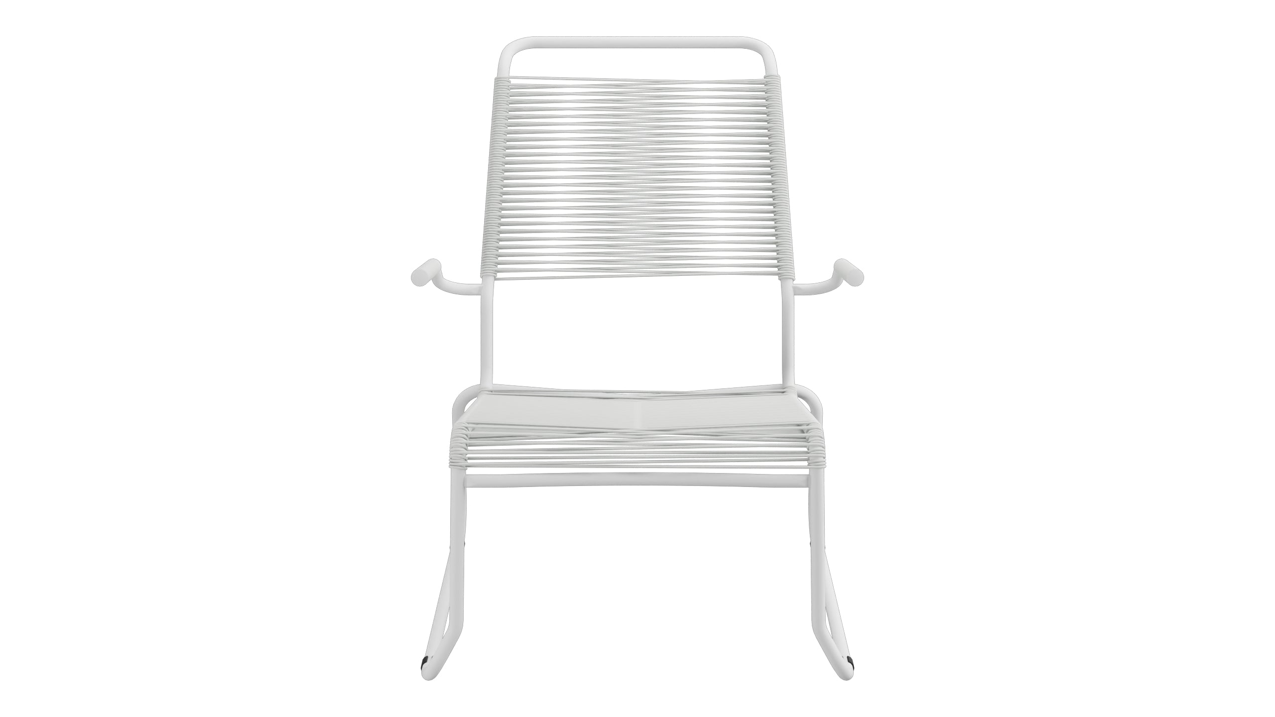 Säntis Spaghetti-Lounger mit Armlehne Hochlehner Kufen in Alusilber präsentiert im Onlineshop von KAQTU Design AG. Outdoor-Sessel mit Armlehnen ist von Schaffner