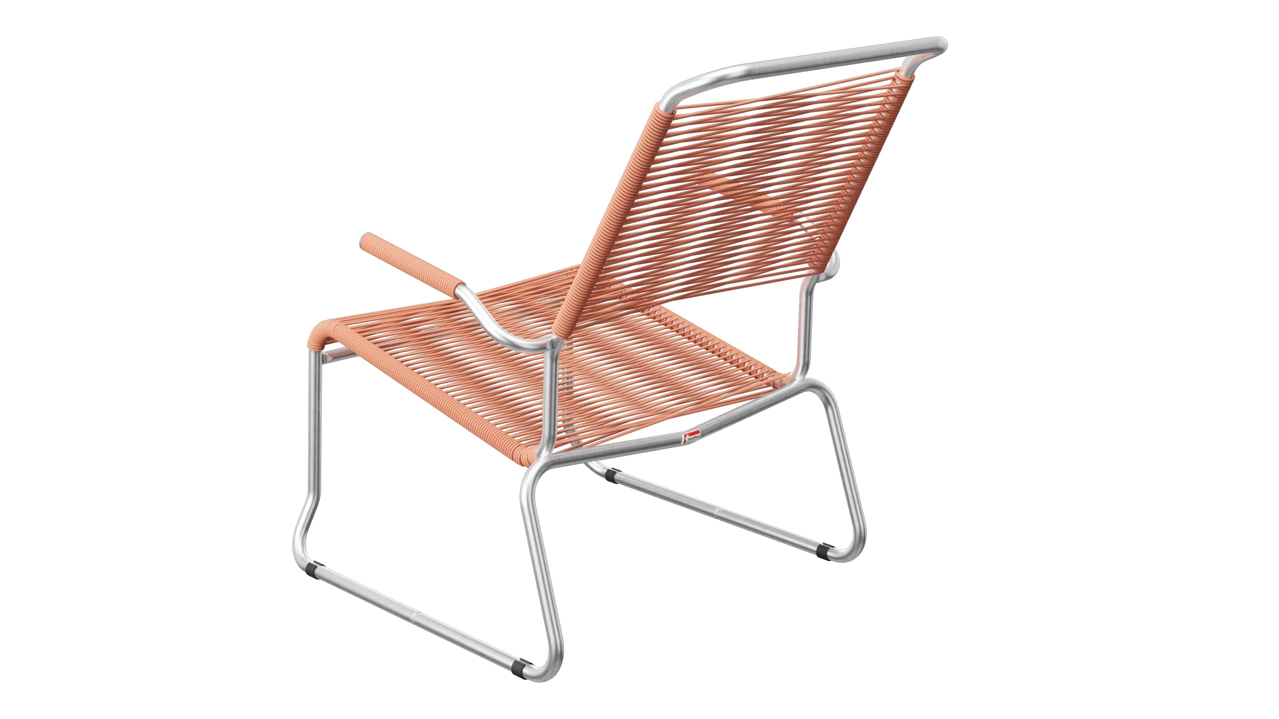 Säntis Spaghetti-Lounger mit Armlehne Hochlehner Kufen in Pastellterracotta präsentiert im Onlineshop von KAQTU Design AG. Outdoor-Sessel mit Armlehnen ist von Schaffner