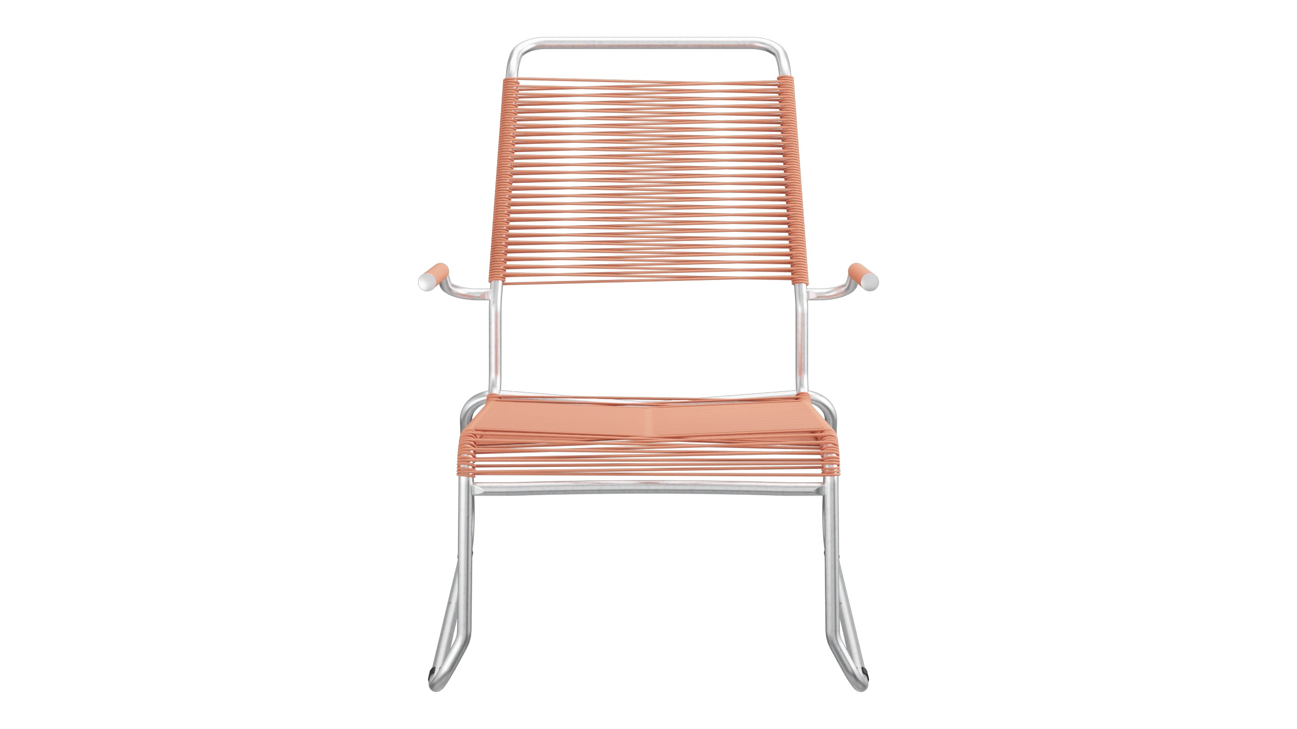 Säntis Spaghetti-Lounger mit Armlehne Hochlehner Kufen in Pastellterracotta präsentiert im Onlineshop von KAQTU Design AG. Outdoor-Sessel mit Armlehnen ist von Schaffner