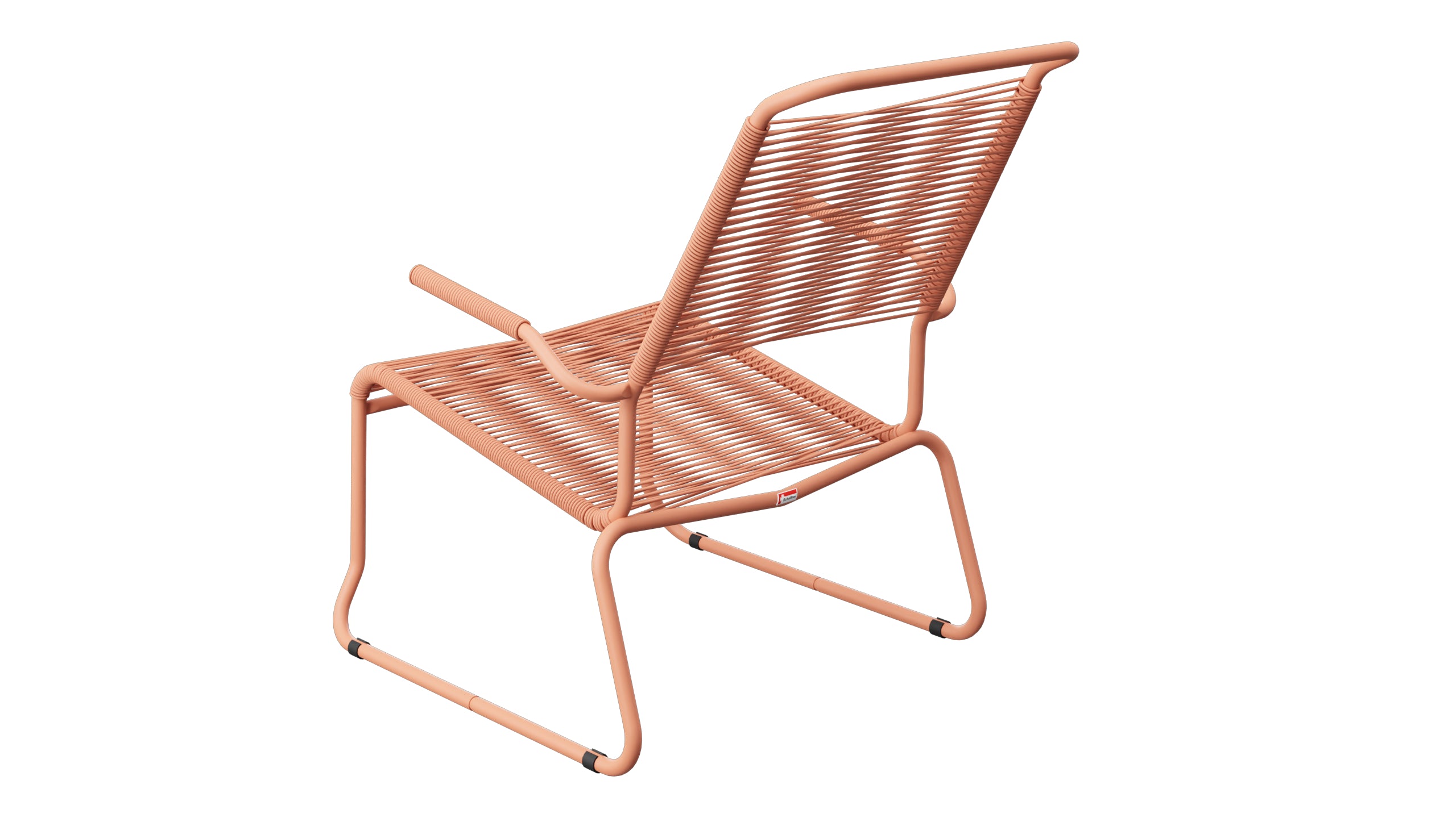 Säntis Spaghetti-Lounger mit Armlehne Hochlehner Kufen in Pastellterracotta präsentiert im Onlineshop von KAQTU Design AG. Outdoor-Sessel mit Armlehnen ist von Schaffner