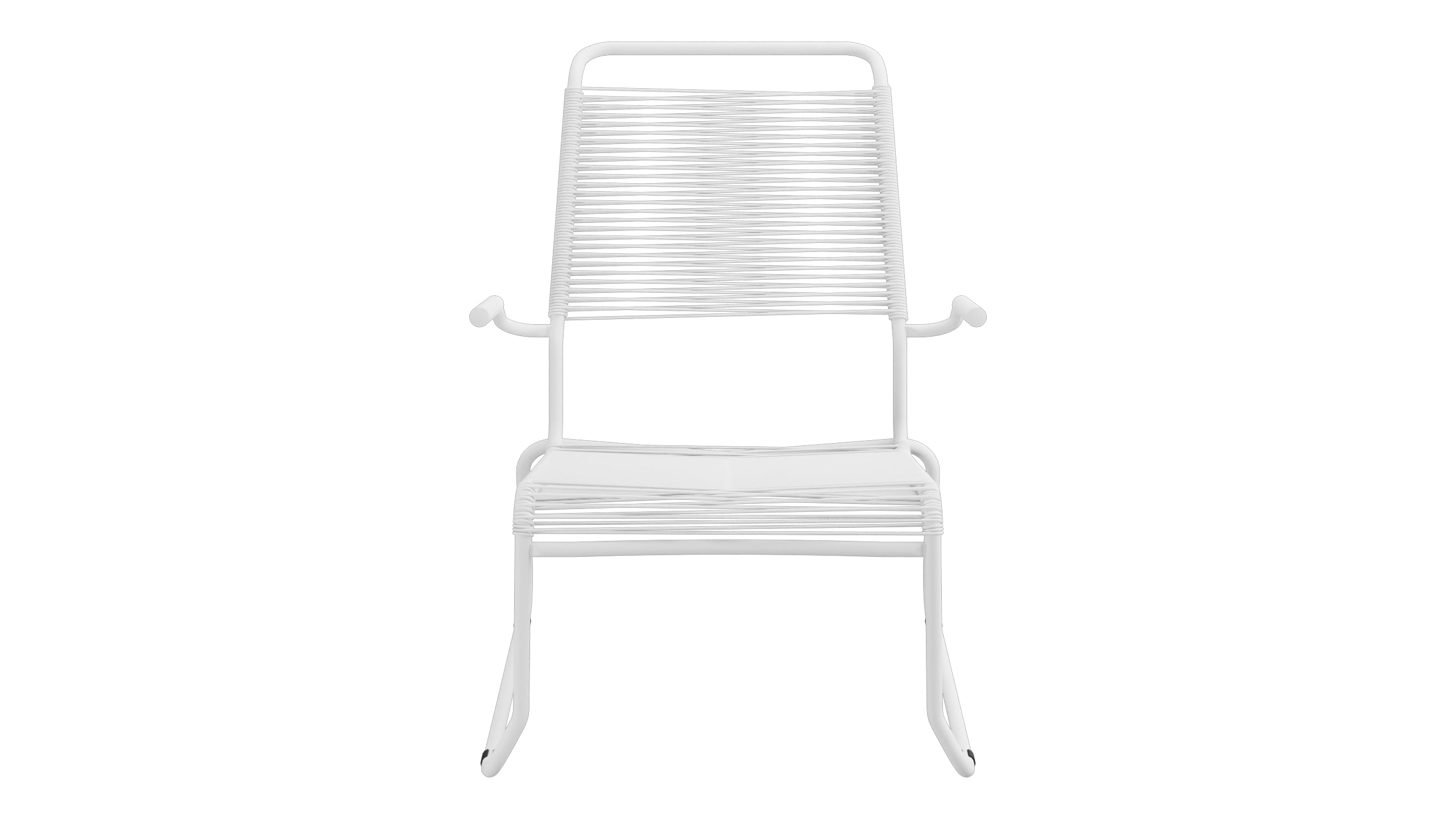 Säntis Spaghetti-Lounger mit Armlehne Hochlehner Kufen in Weiss präsentiert im Onlineshop von KAQTU Design AG. Outdoor-Sessel mit Armlehnen ist von Schaffner