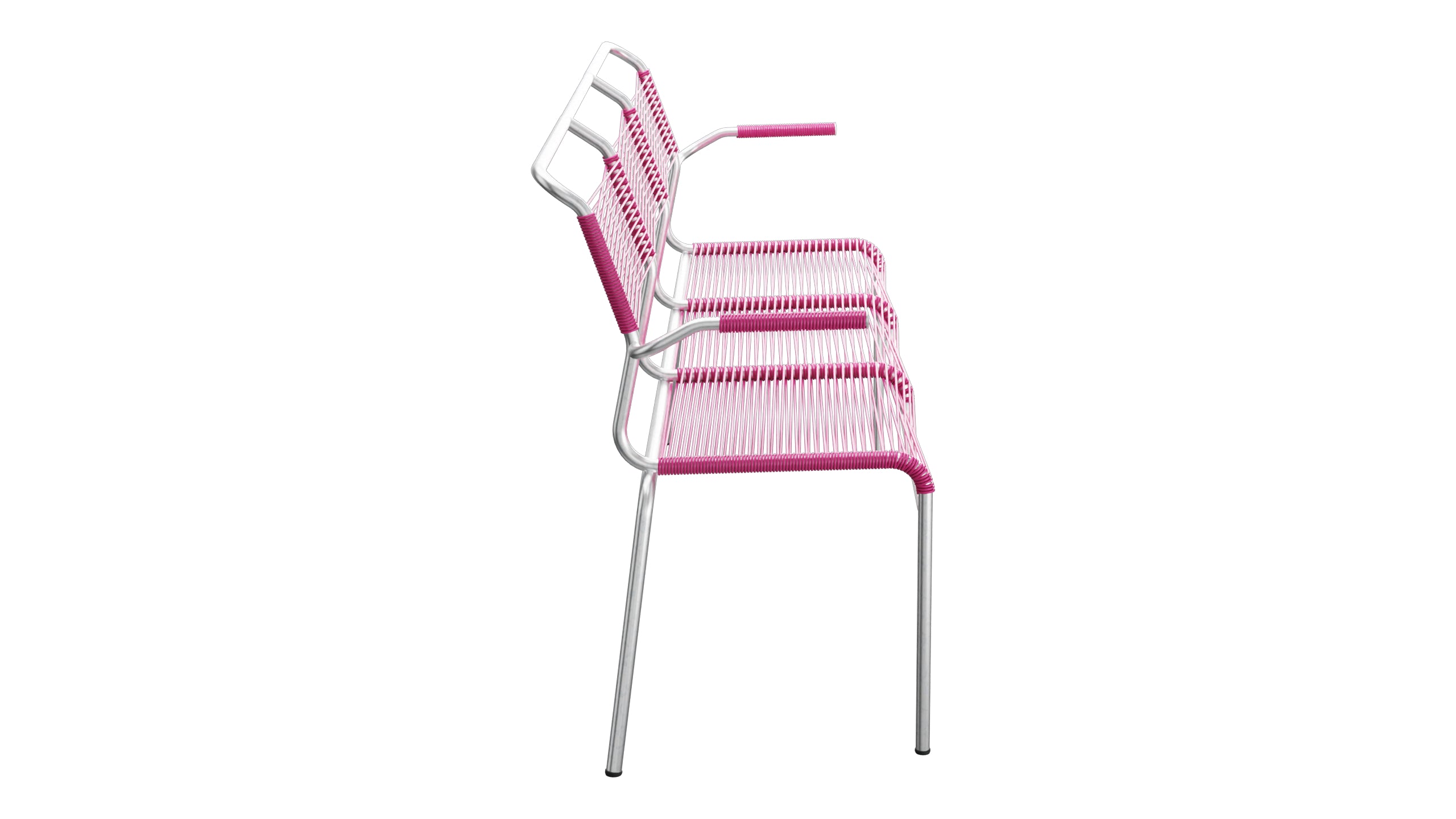 Säntis Spaghetti-3er-Gartenbank mit Armlehne in Pink präsentiert im Onlineshop von KAQTU Design AG. Gartenbank ist von Schaffner