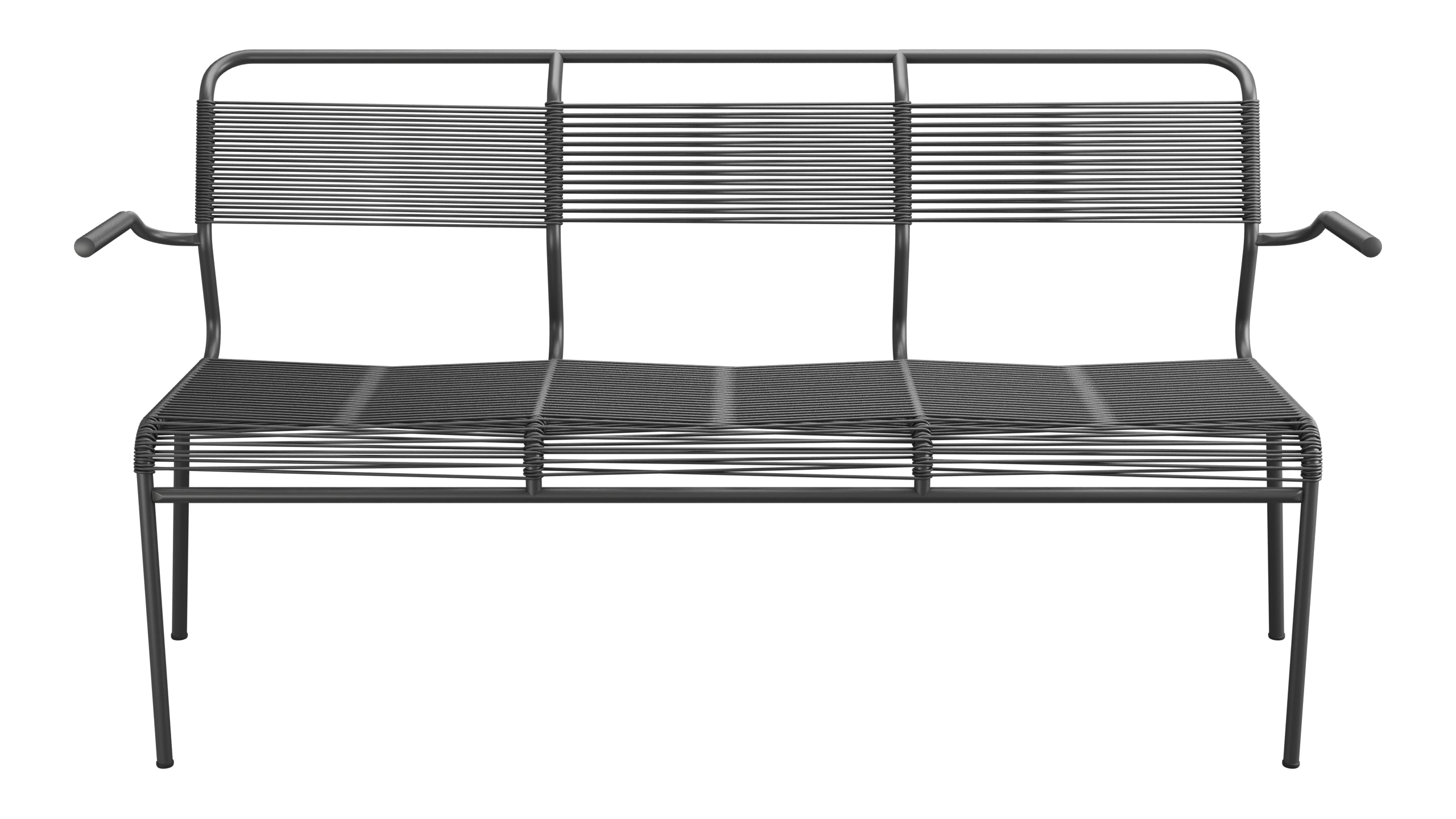 Säntis Spaghetti-3er-Gartenbank mit Armlehne in Anthrazit präsentiert im Onlineshop von KAQTU Design AG. Gartenbank ist von Schaffner