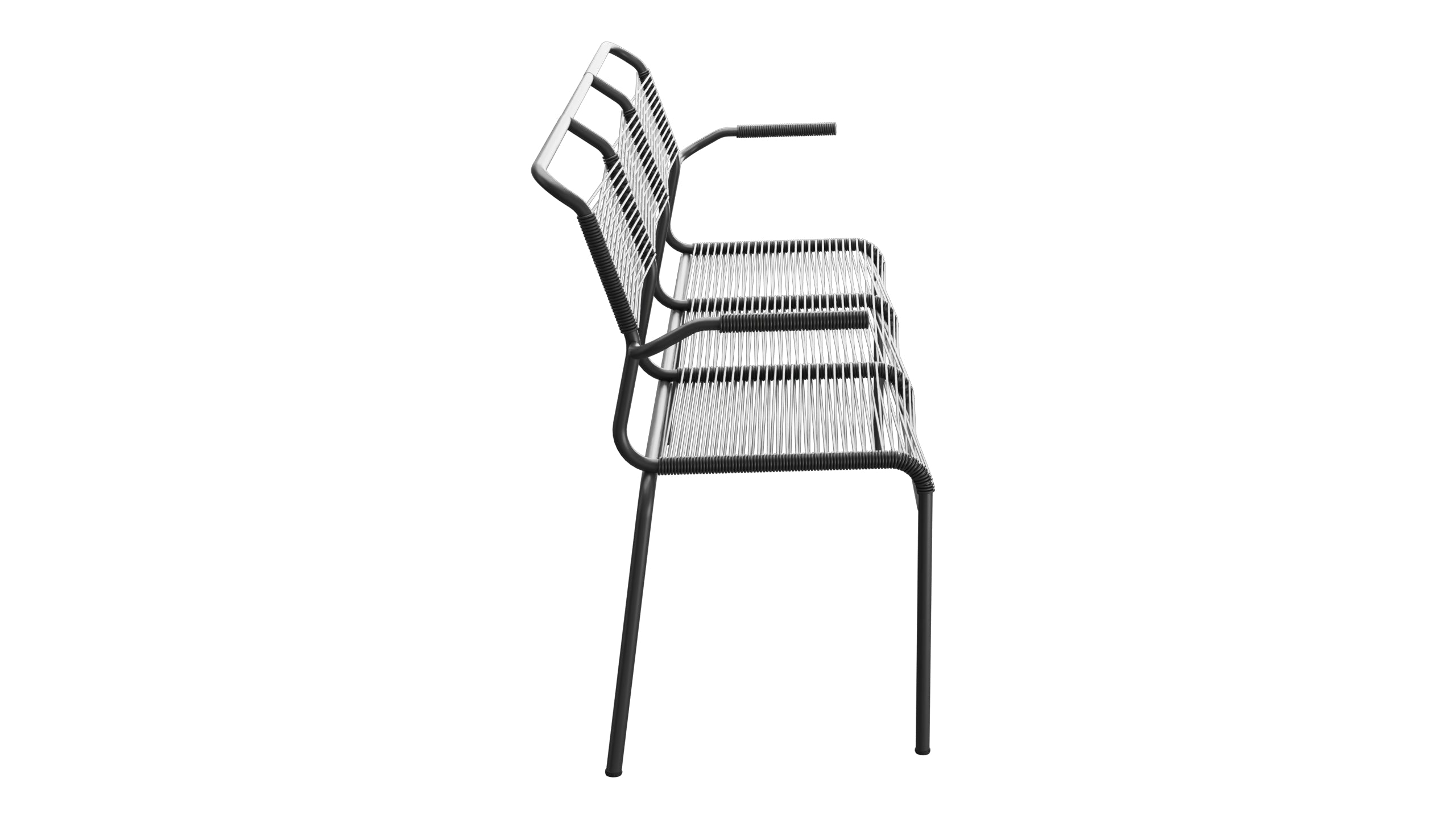 Säntis Spaghetti-3er-Gartenbank mit Armlehne in Anthrazit präsentiert im Onlineshop von KAQTU Design AG. Gartenbank ist von Schaffner