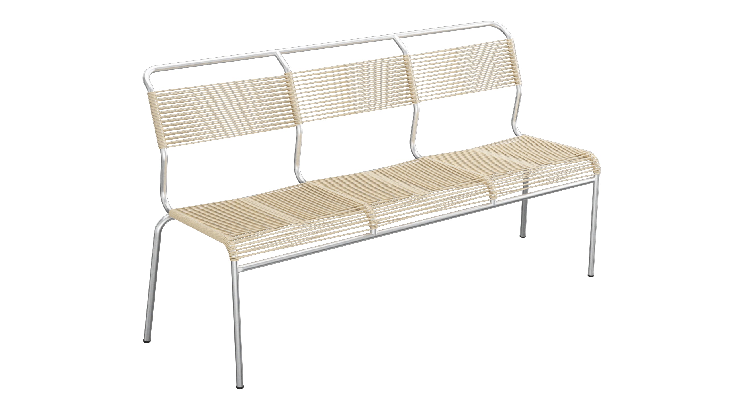 Säntis Spaghetti-3er-Gartenbank ohne Armlehne in Pastellbraun präsentiert im Onlineshop von KAQTU Design AG. Gartenbank ist von Schaffner