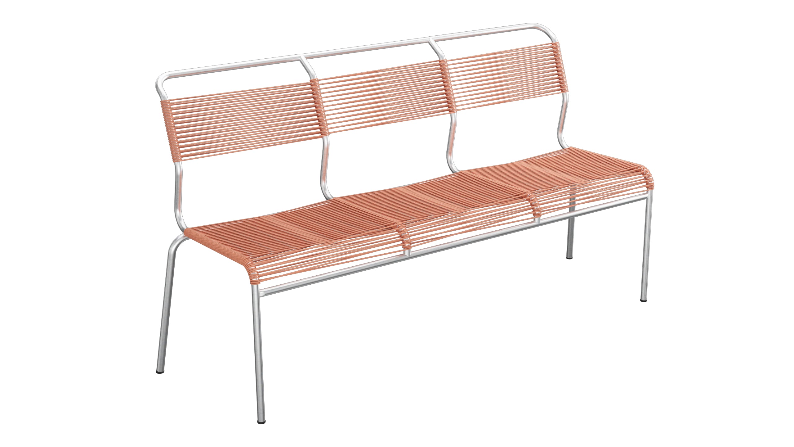 Säntis Spaghetti-3er-Gartenbank ohne Armlehne in Pastellterracotta präsentiert im Onlineshop von KAQTU Design AG. Gartenbank ist von Schaffner