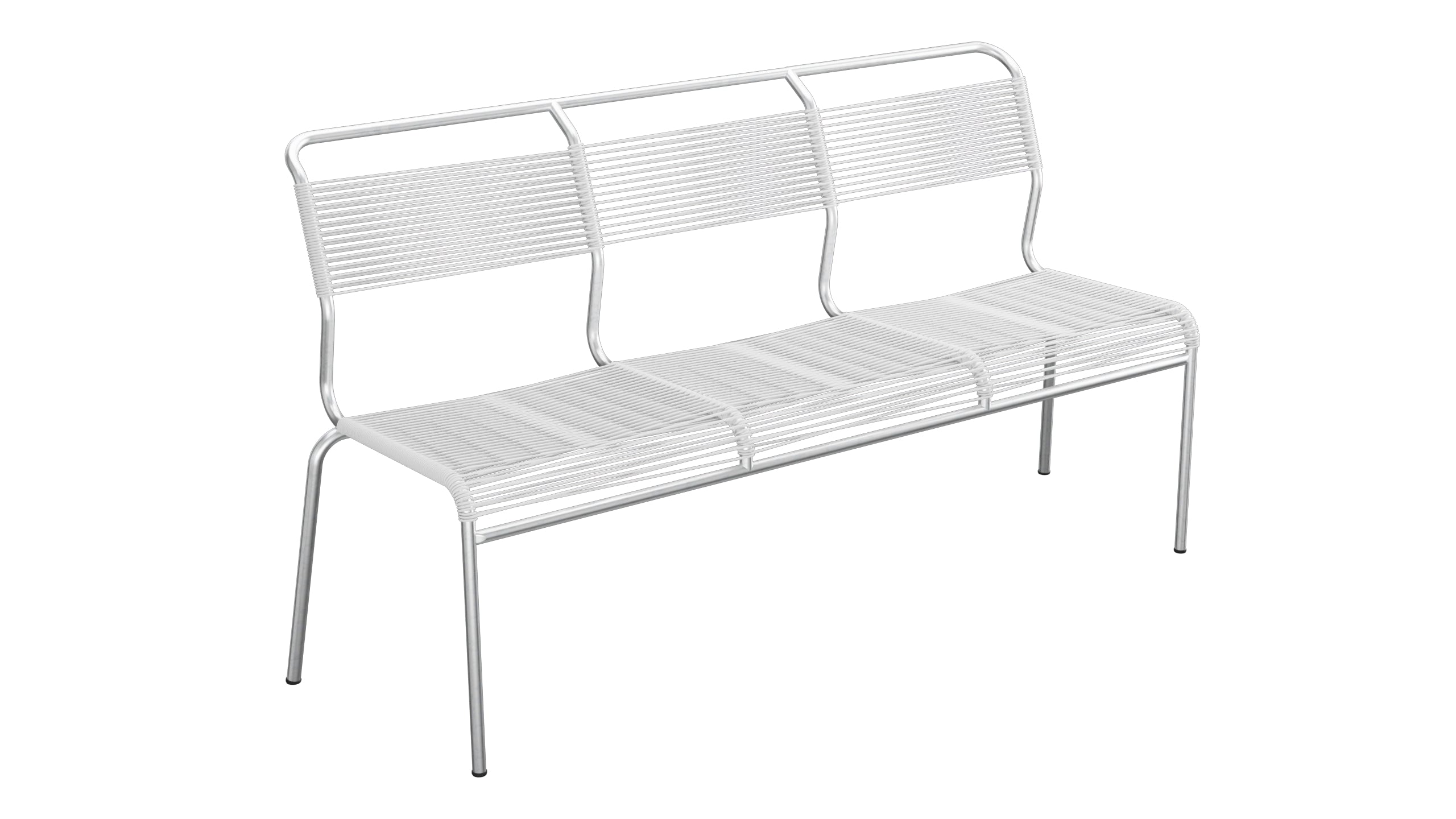 Säntis Spaghetti-3er-Gartenbank ohne Armlehne in Weiss präsentiert im Onlineshop von KAQTU Design AG. Gartenbank ist von Schaffner