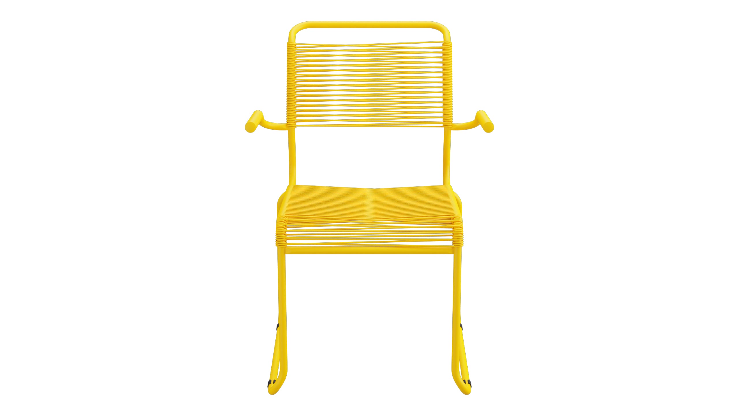Säntis Spaghetti-Gartenstuhl mit Armlehne Kufen in Gelb präsentiert im Onlineshop von KAQTU Design AG. Gartenstuhl mit Armlehnen ist von Schaffner